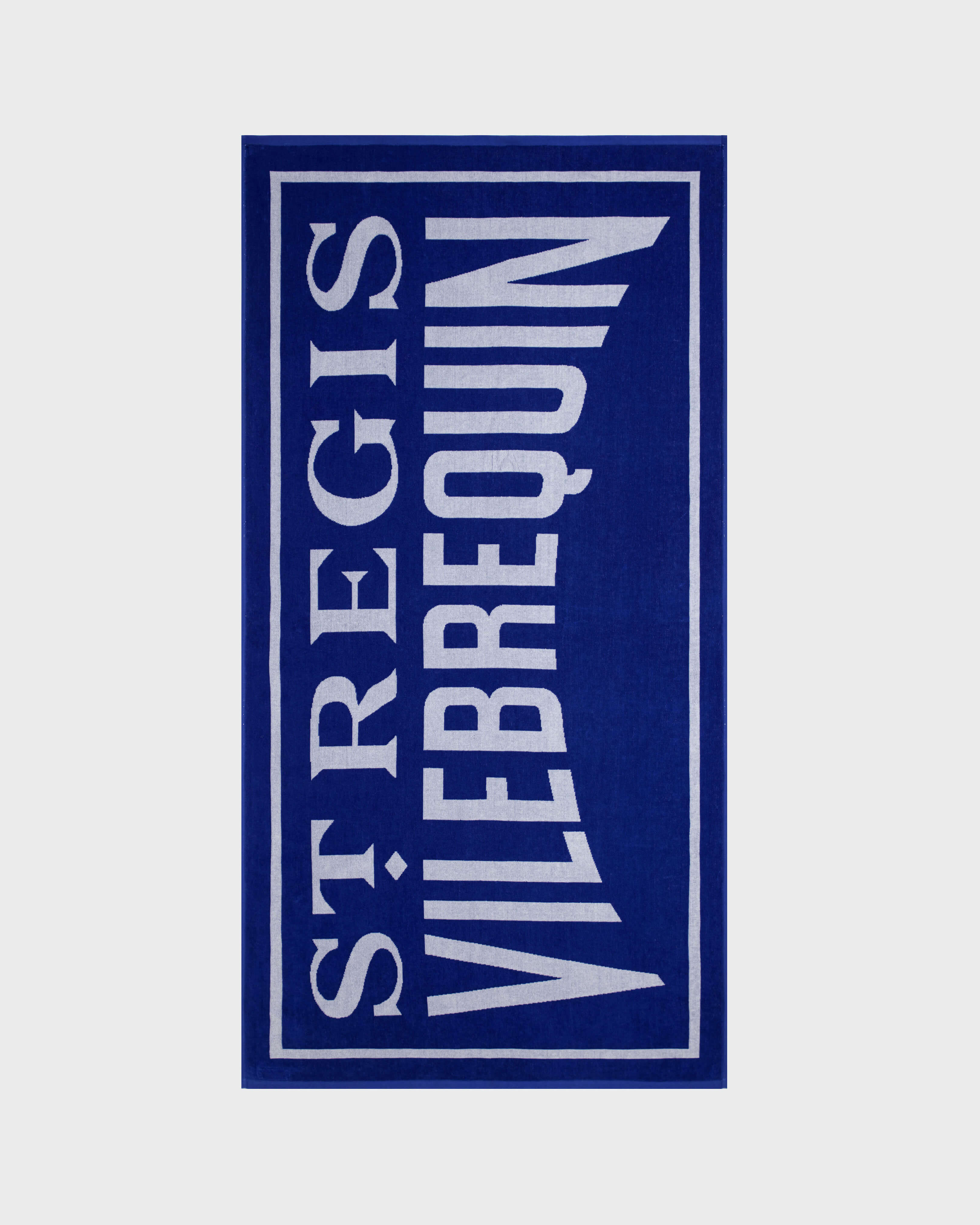 Organic Cotton Beach Towel Logo - Vilebrequin x St Regis SEA BLUE front view