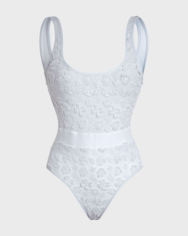 Vilebrequin Women One-piece Swimsuit Embroidered Flowers In White