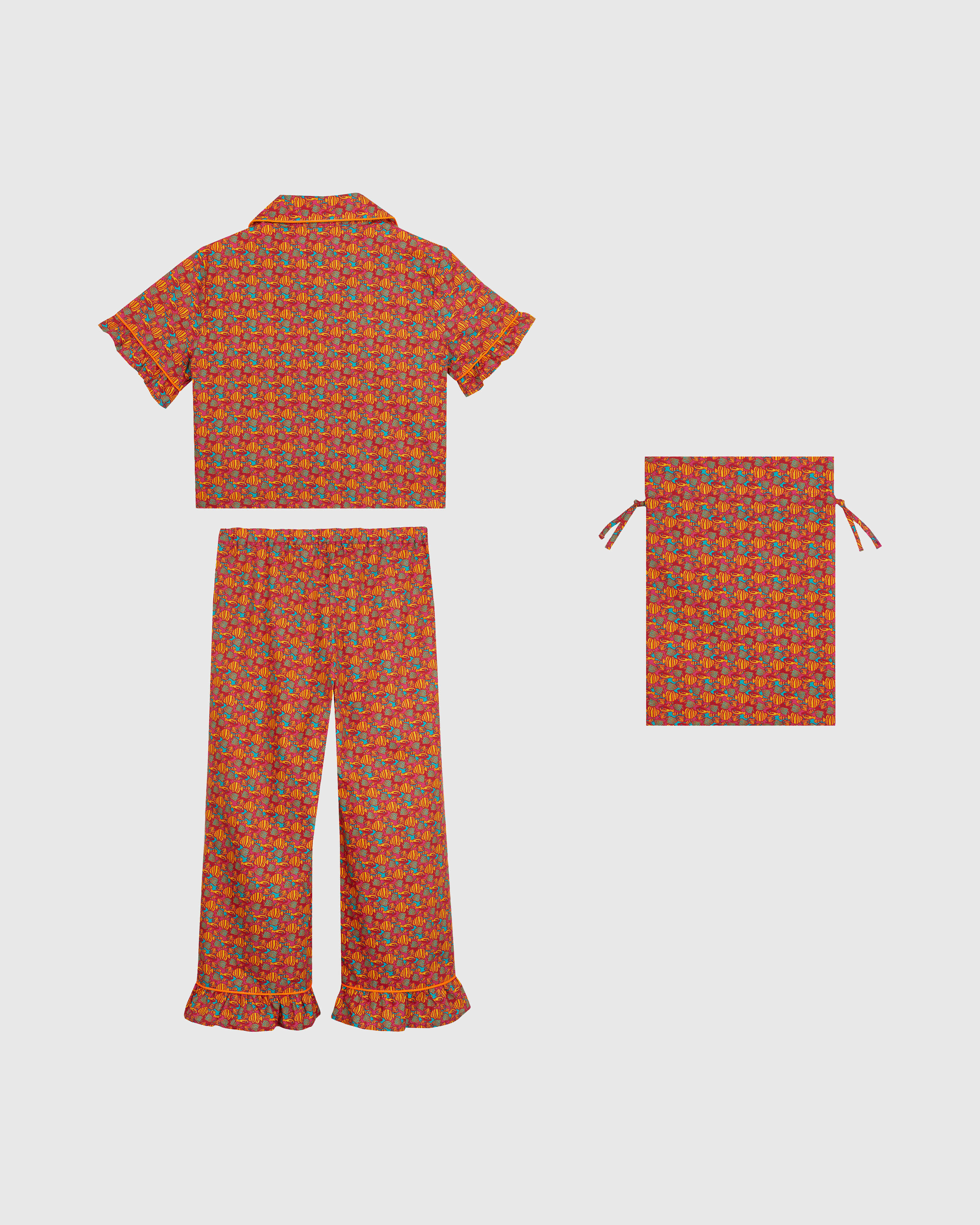 Girls Pyjama Set Fishy Vibes BOUGAINVILLEA back view