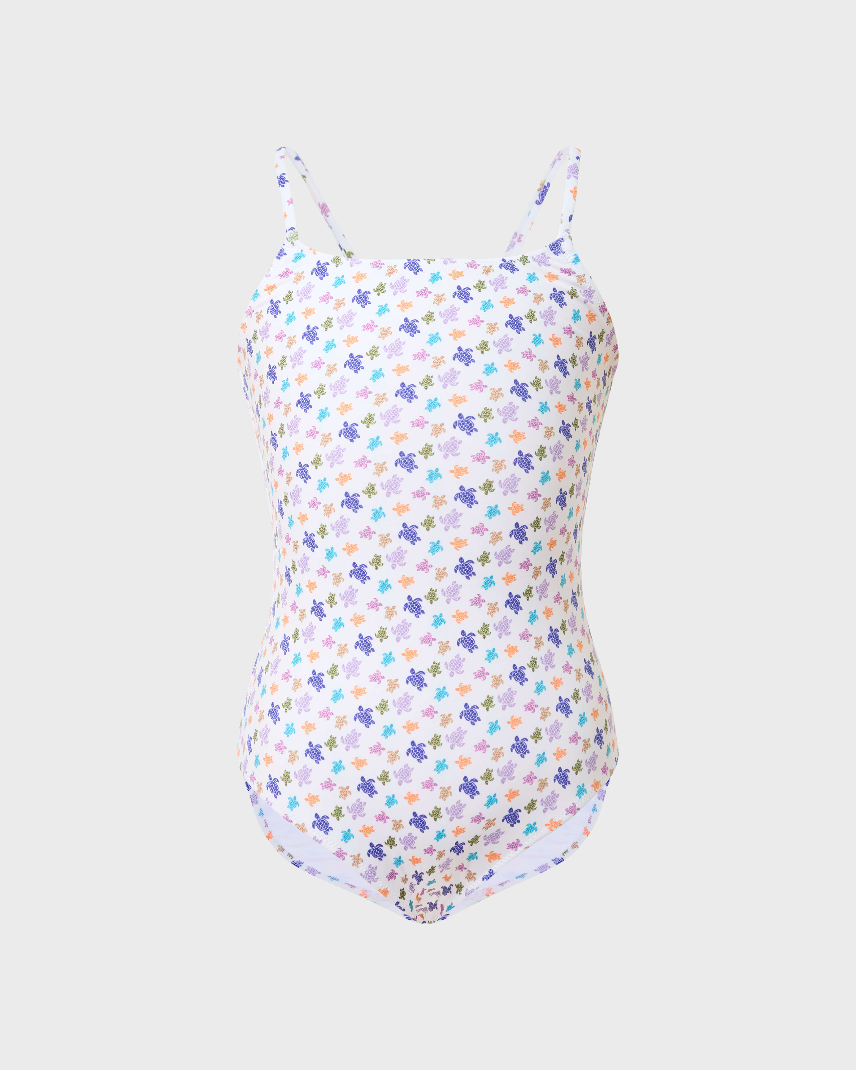 Girls One-piece Swimsuit Micro Ronde des Tortues WHITE front view