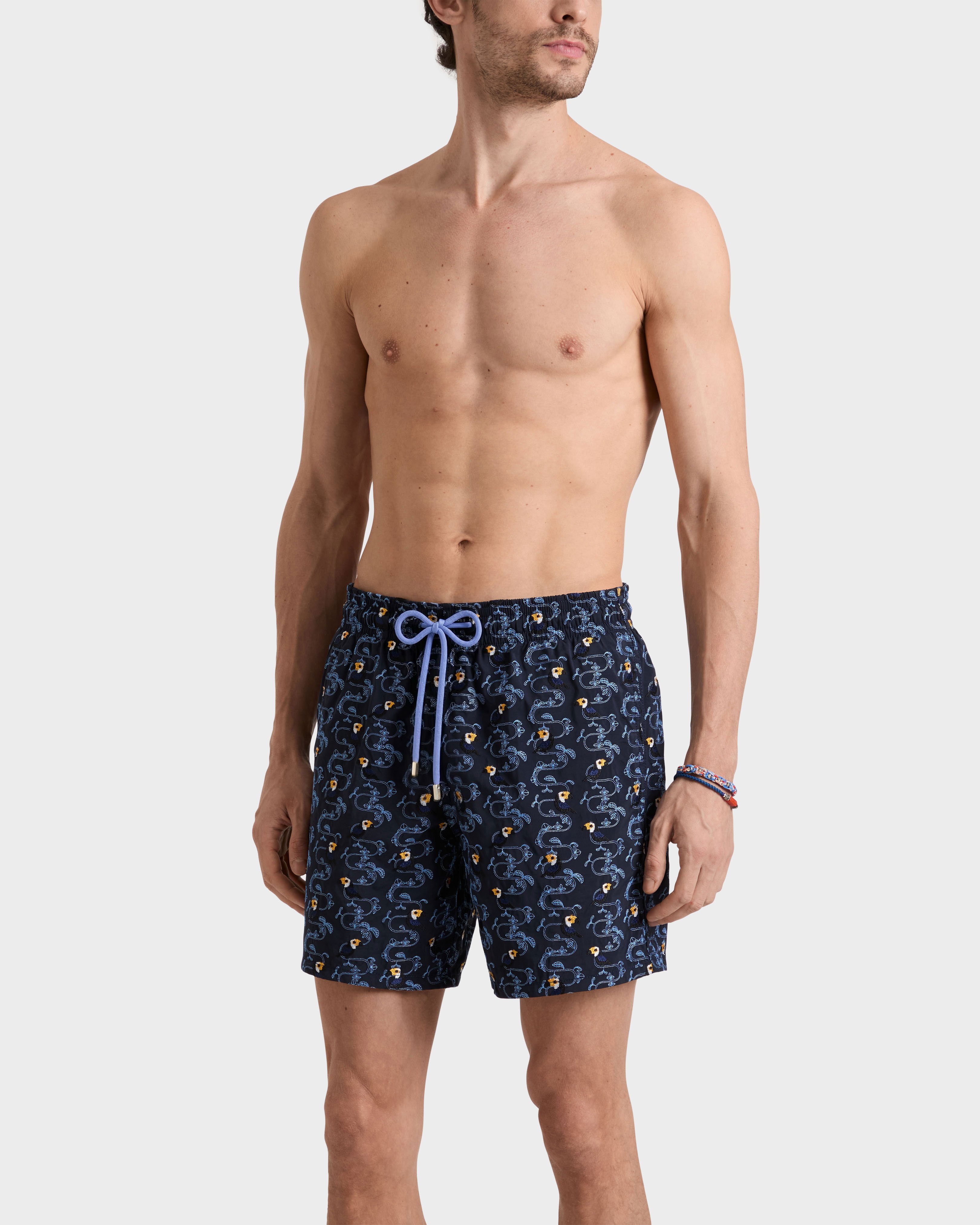 Men Embroidered Swim Shorts Toucana - Limited Edition NAVY frontworn view