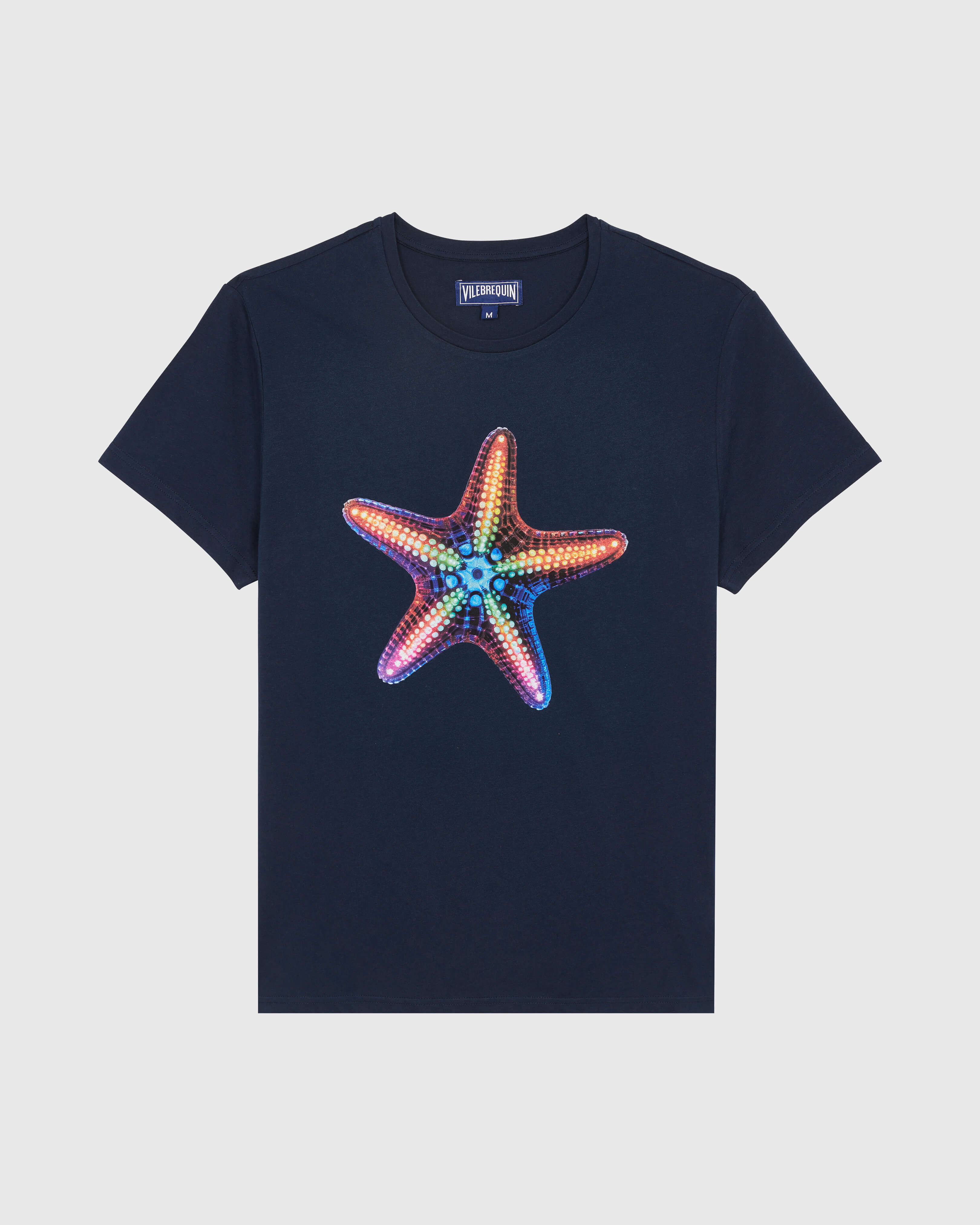 Men Organic Cotton T-shirt Disco Stars NAVY front view