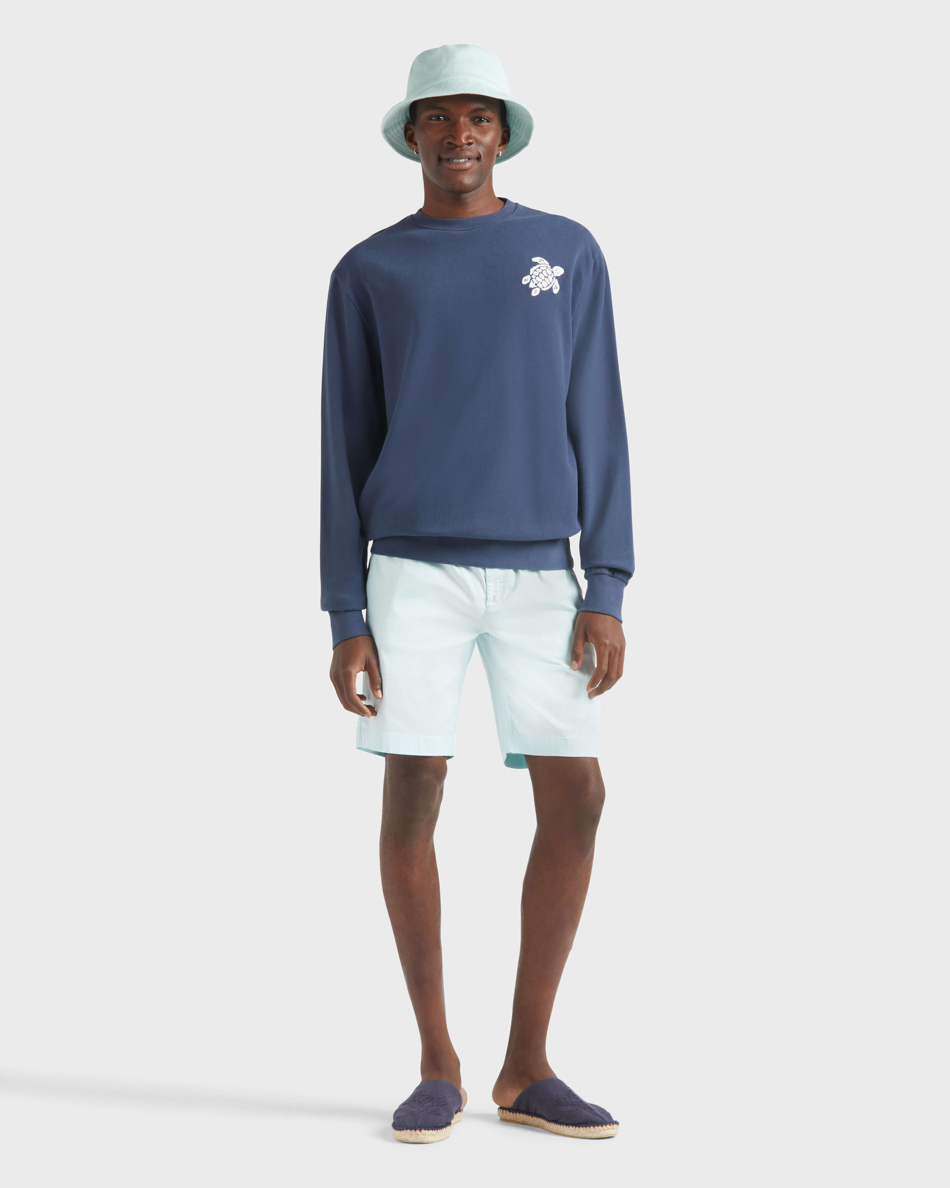Bermuda uomo in cotone, raso e Tencel BLU PACIFICO supp1 view