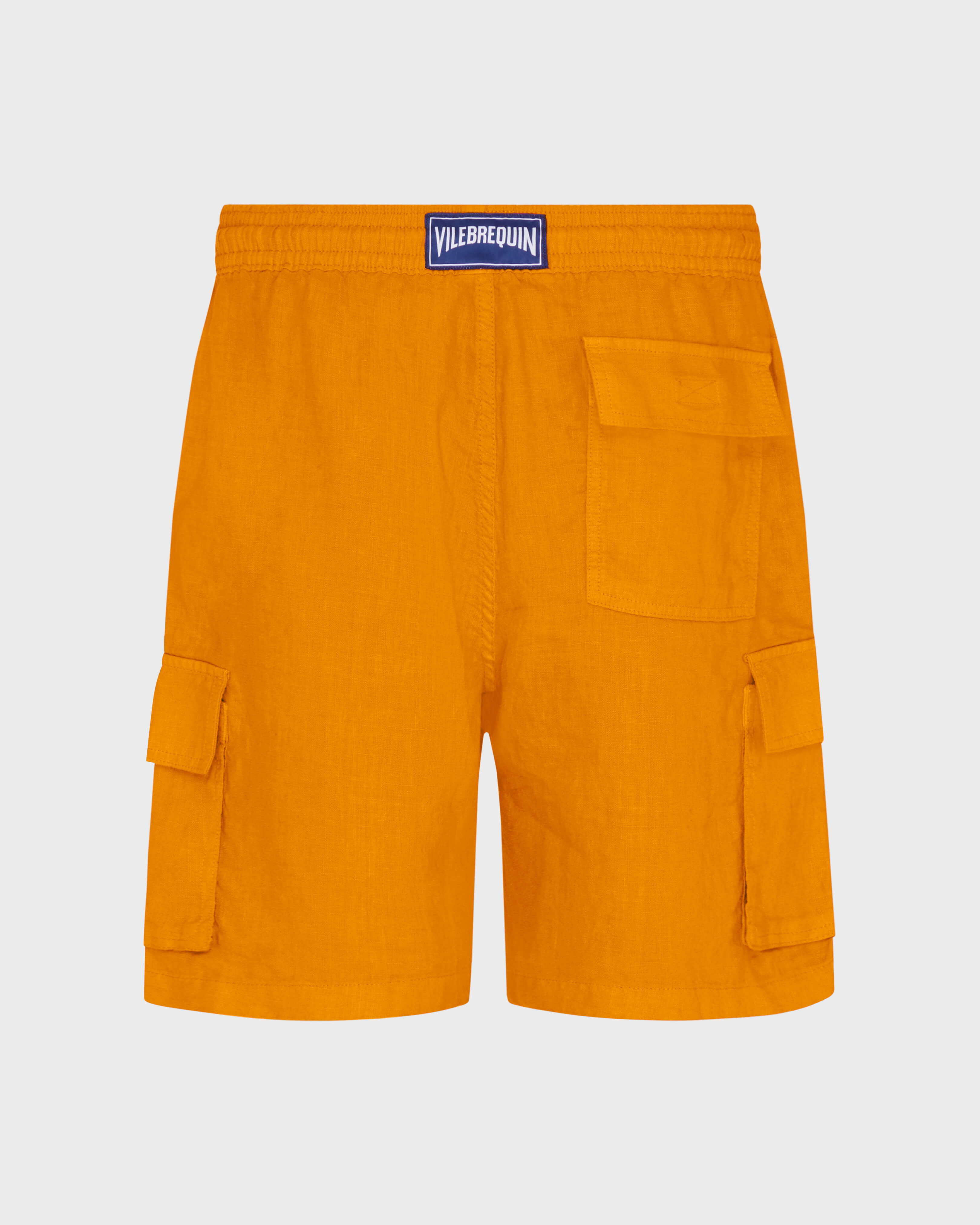 Bermudas de lino para hombre con bolsillos cargo VITAMIN back view