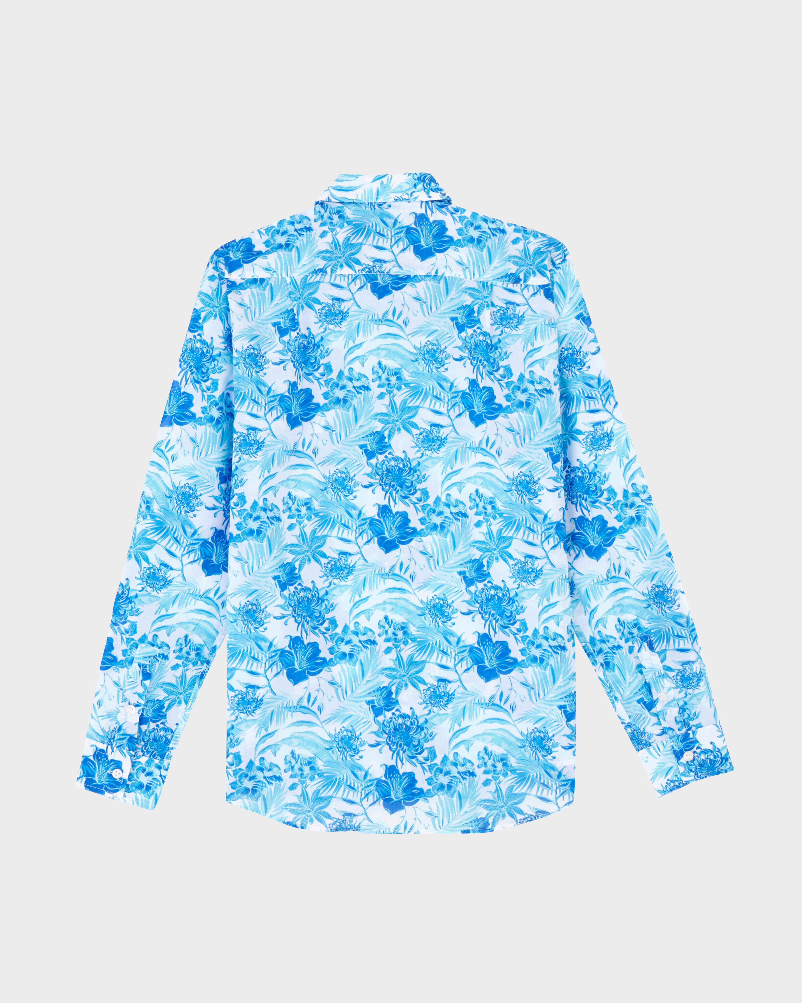 Camisa ligera en gasa de algodón con estampado Tahiti Flowers unisex BLANCO back view