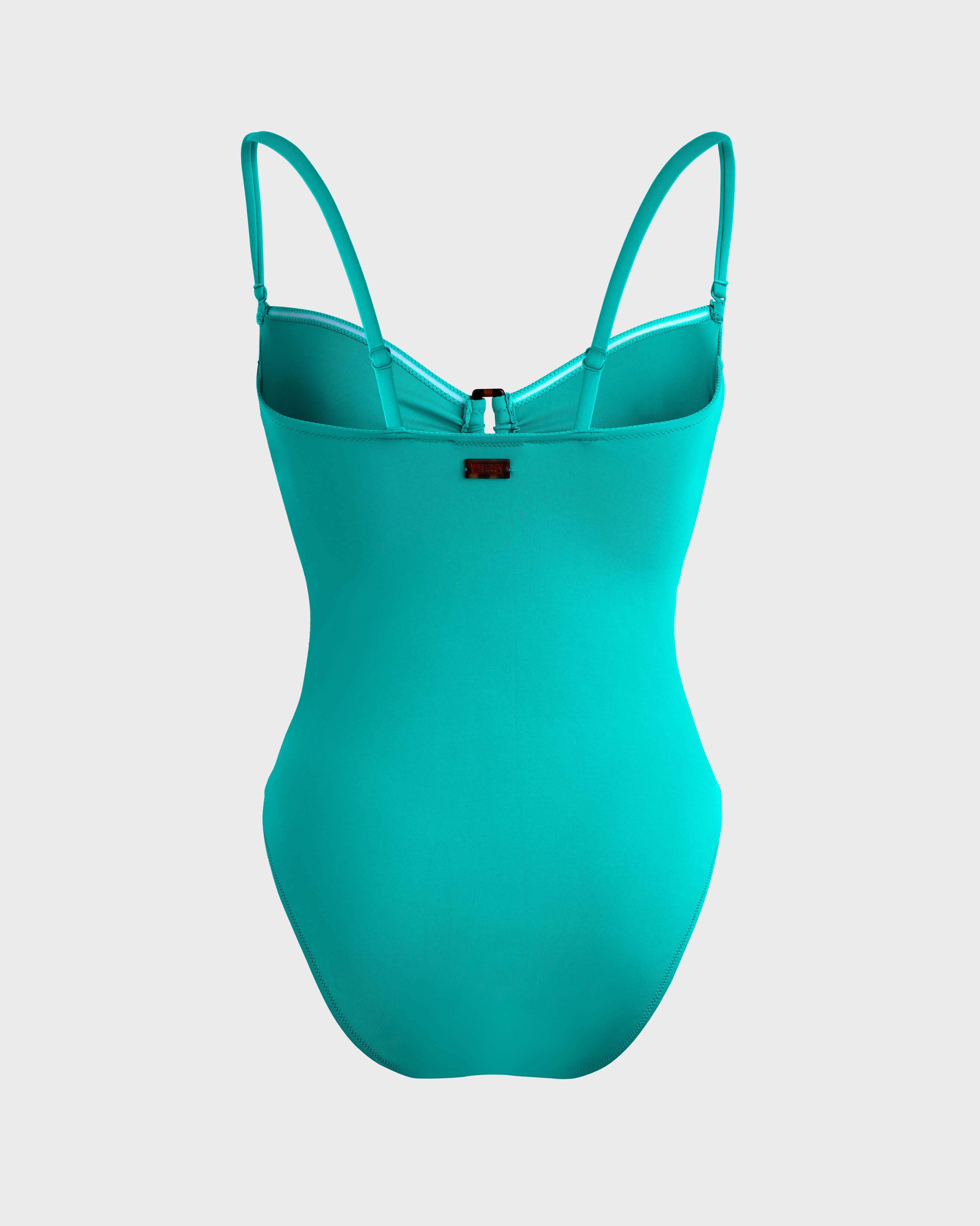 Women One-piece Swimsuit Solid DISCO GREEN back view