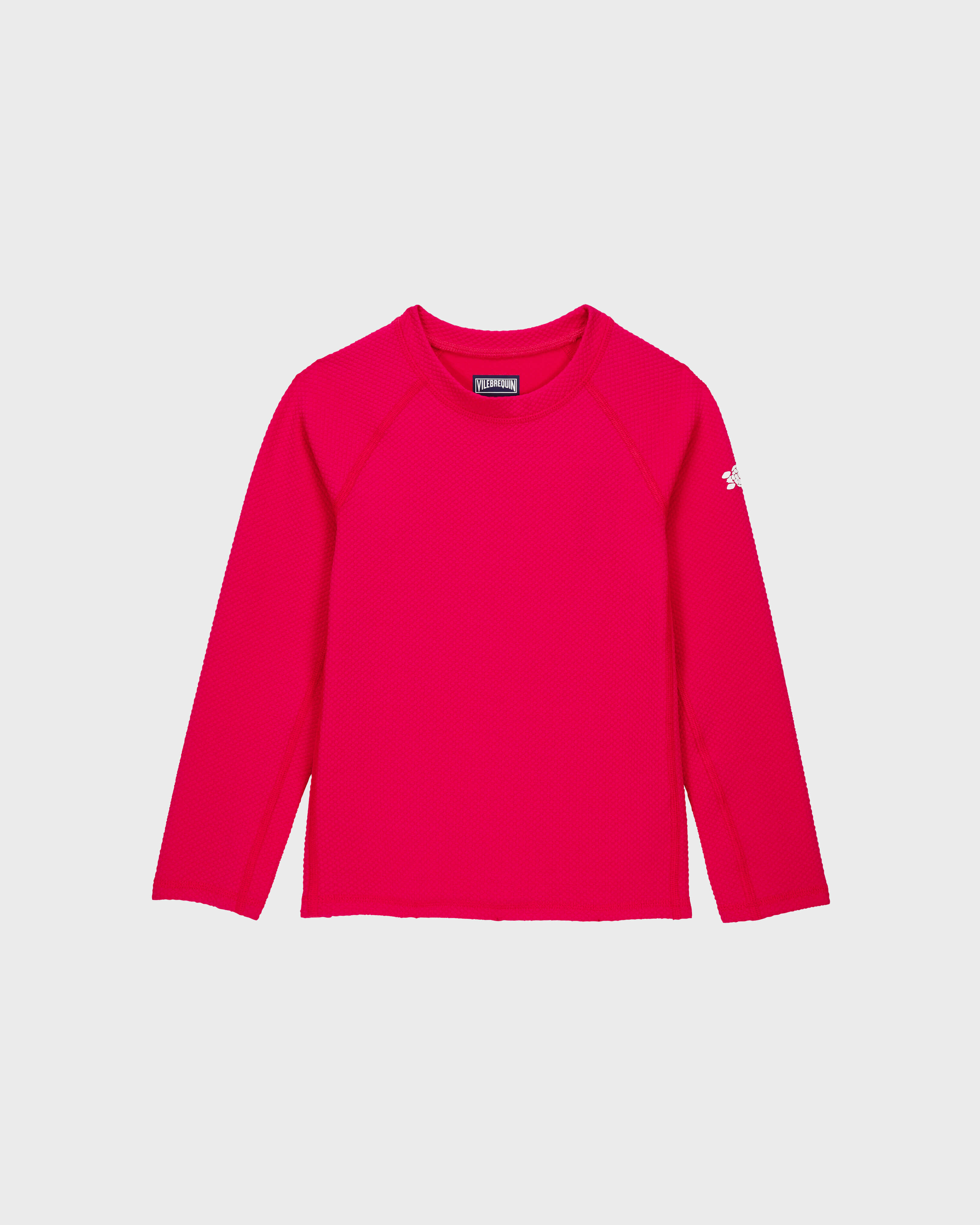 Strukturierter Solid Rashguard für Kinder FUCSIA ROT front view