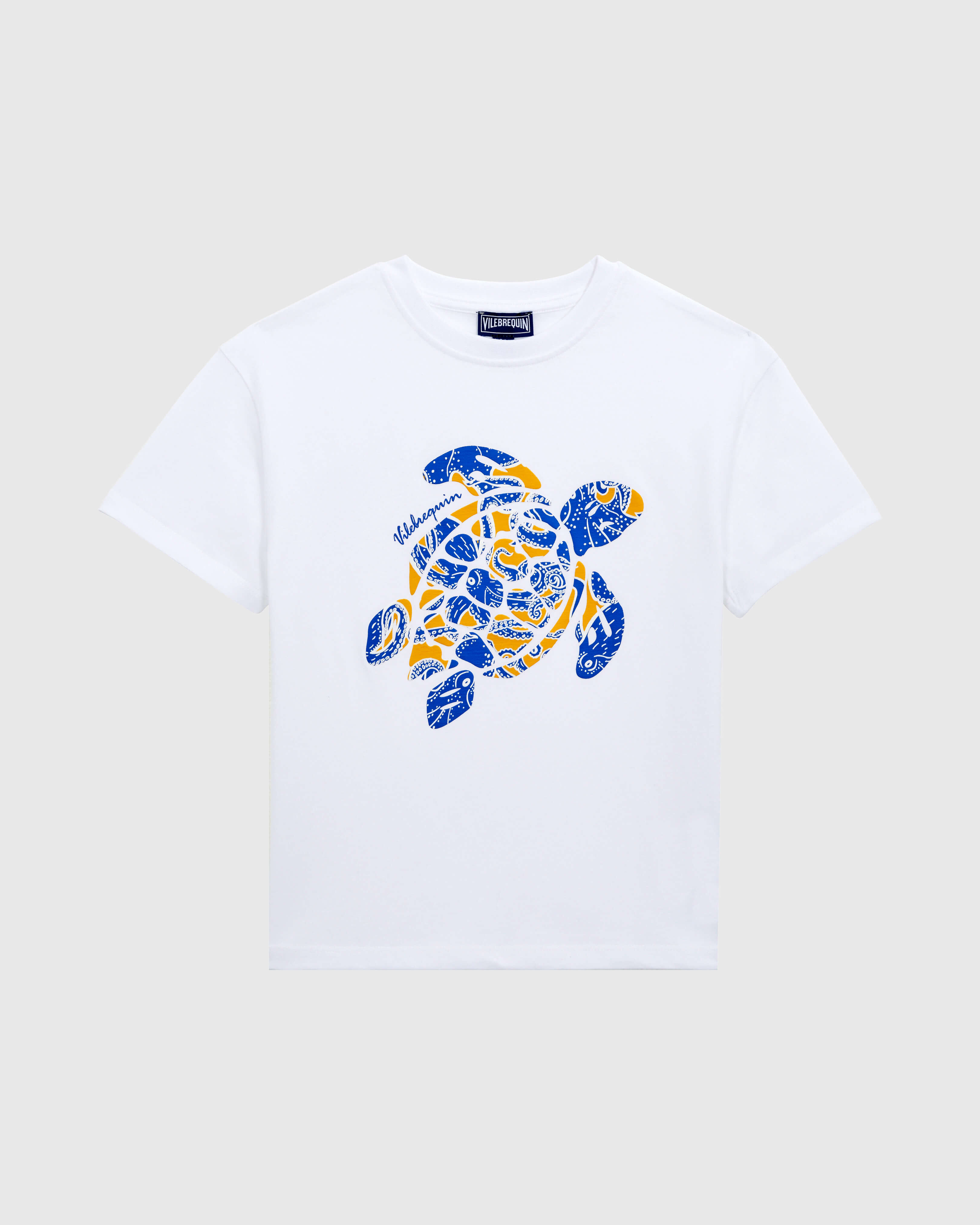 Boys Organic Cotton T-shirt Printed Turtle Octopus WHITE front view