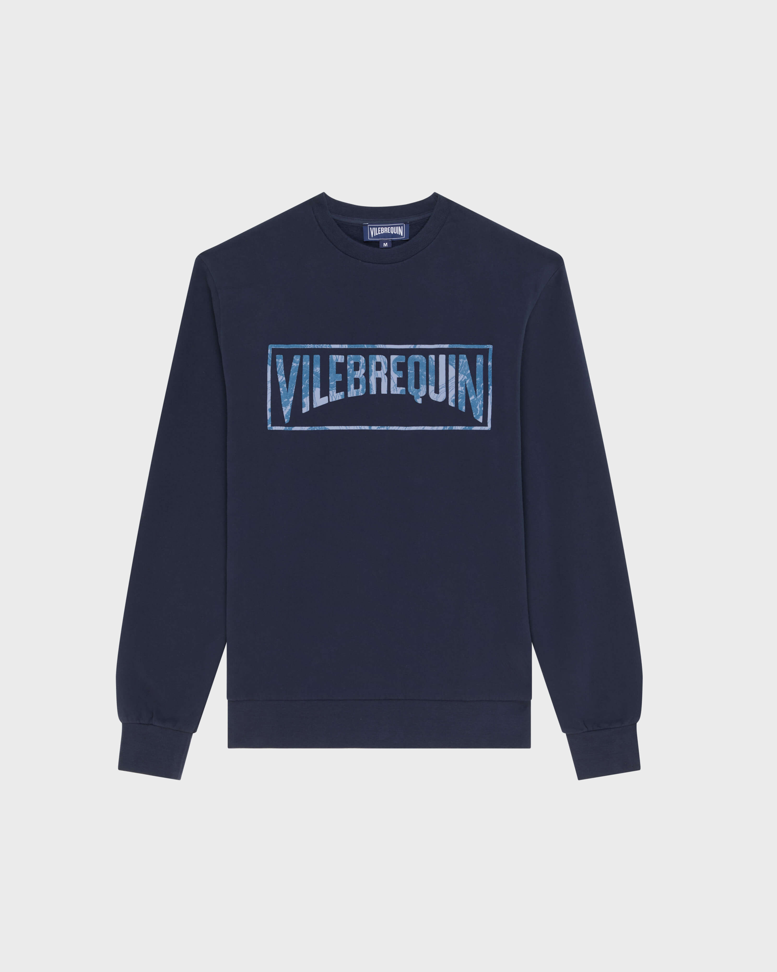 Sweatshirt aus Bio-Baumwolle mit geflocktem Vilebrequin-Logo für Herren MARINEBLAU front view