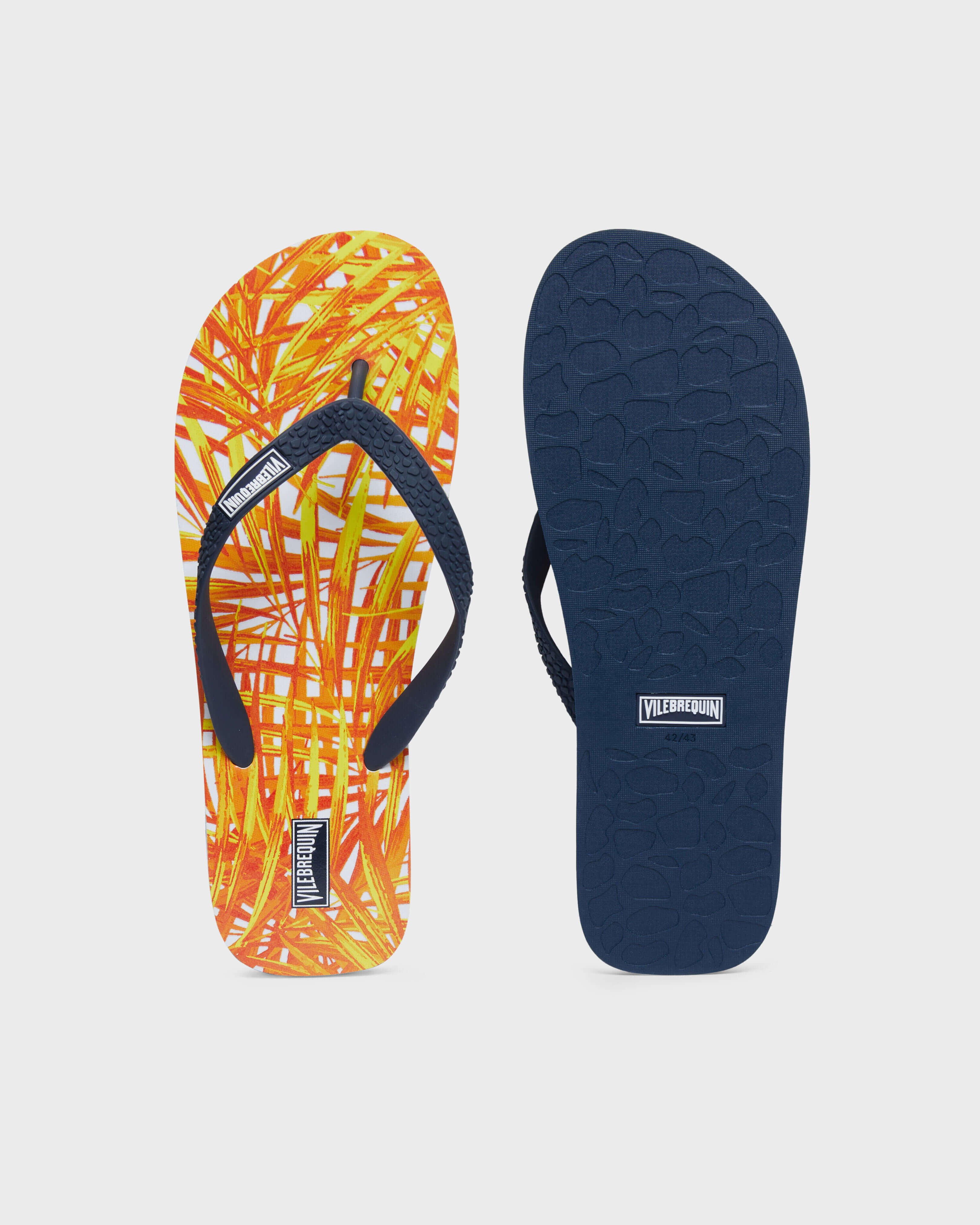 Men Beach Flip Flops Palm Leaves MANGO front view