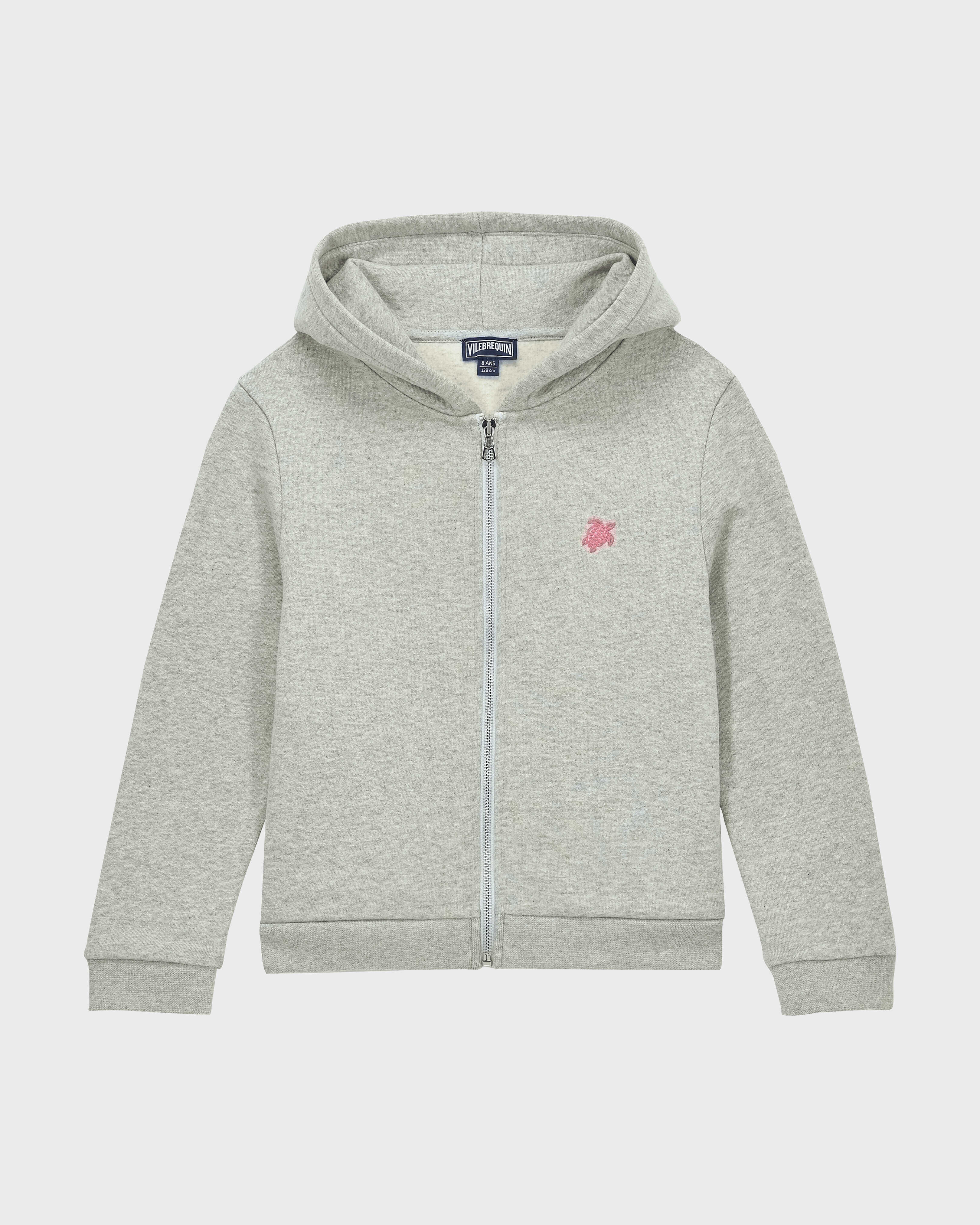 Girls Front Zip Sweatshirt Ikat Turtle GRIGIO VIOLA front view