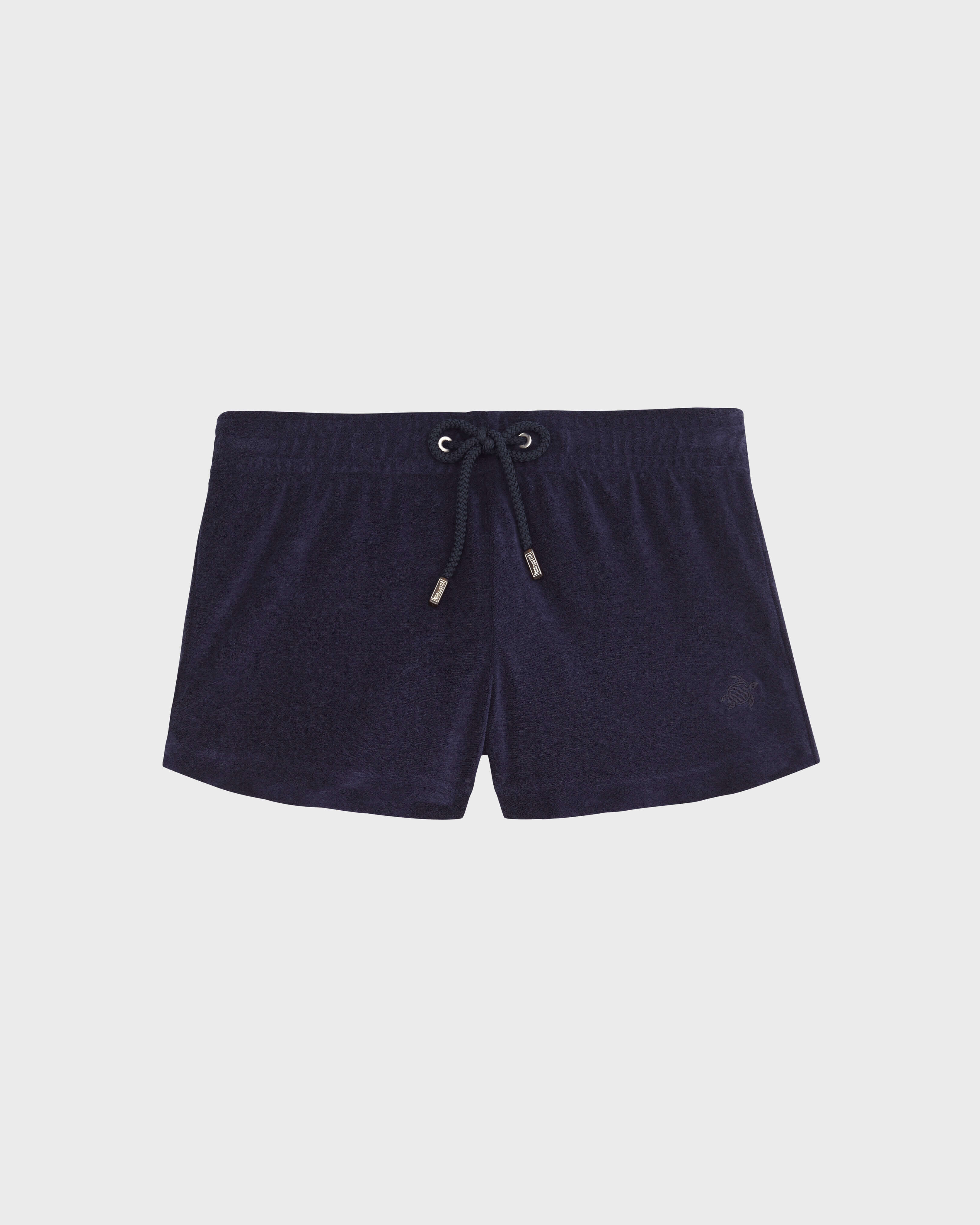 Women Terry Shorts Solid NAVY front view