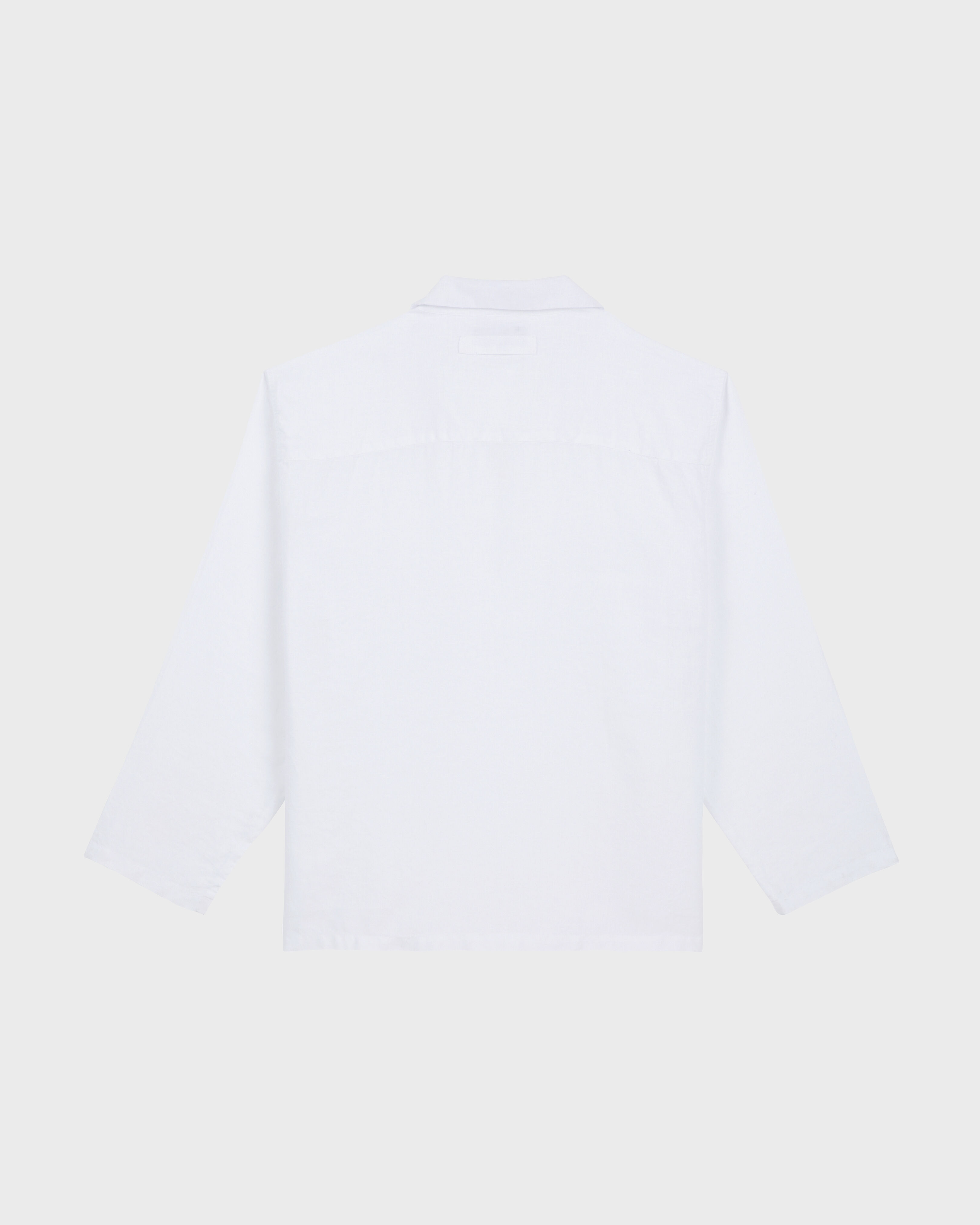 Men Linen Mineral Dye Overshirt Solid WHITE back view