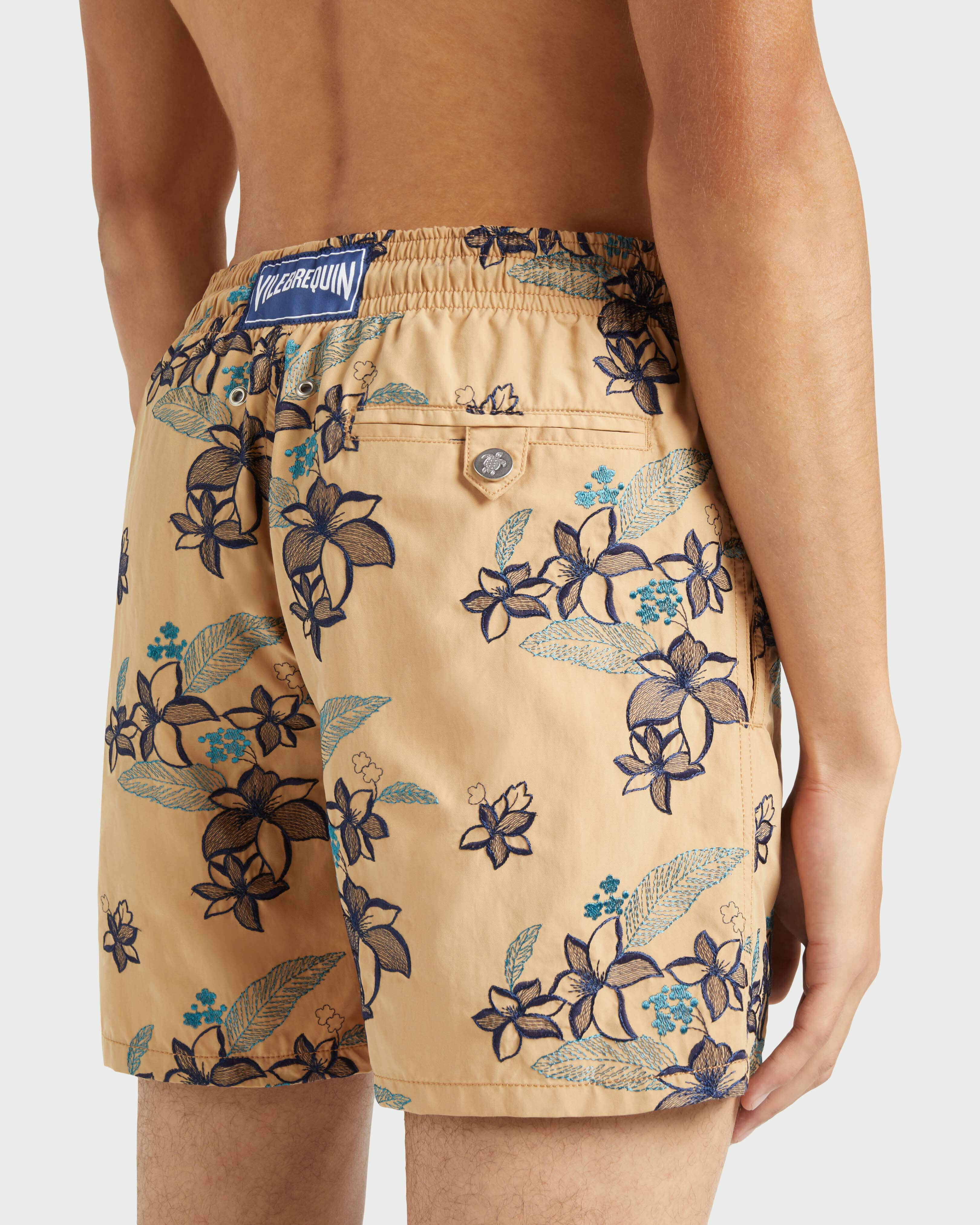 Men Swim Shorts Embroidered Flowers Power - Limited Edition MOCHA supp2 view
