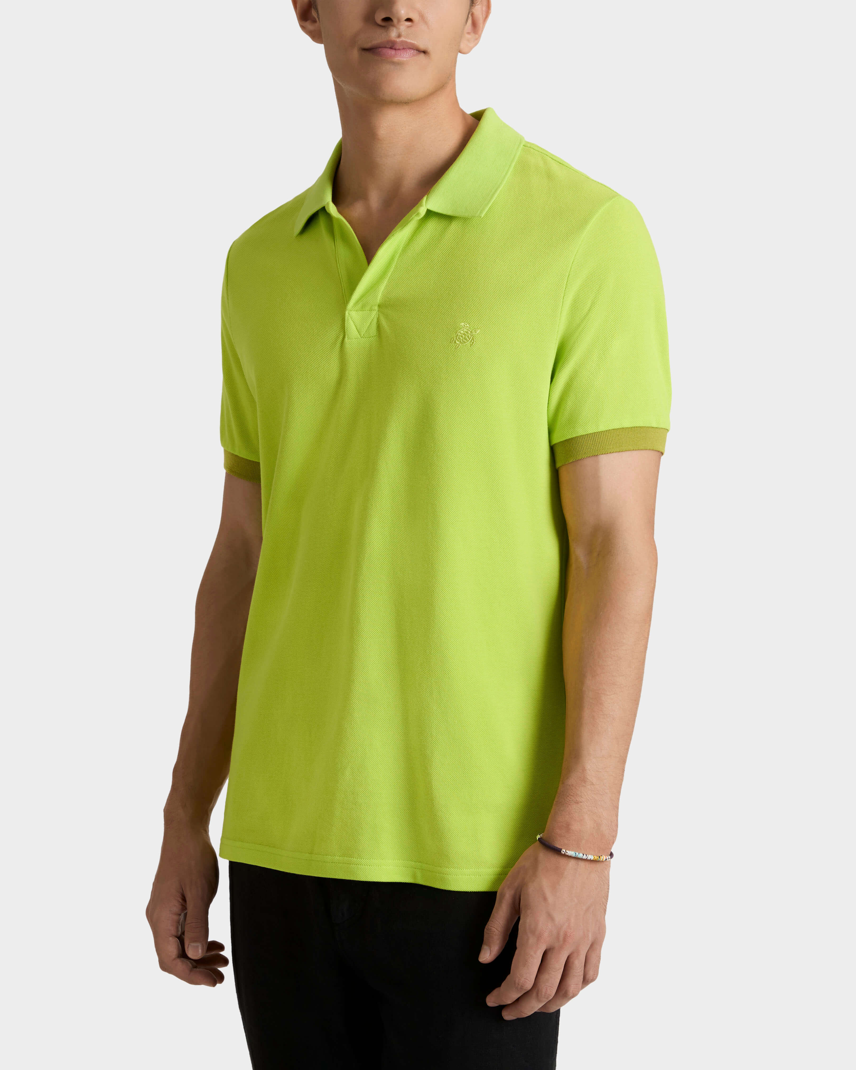 Men Cotton Polo Solid 433 frontworn view