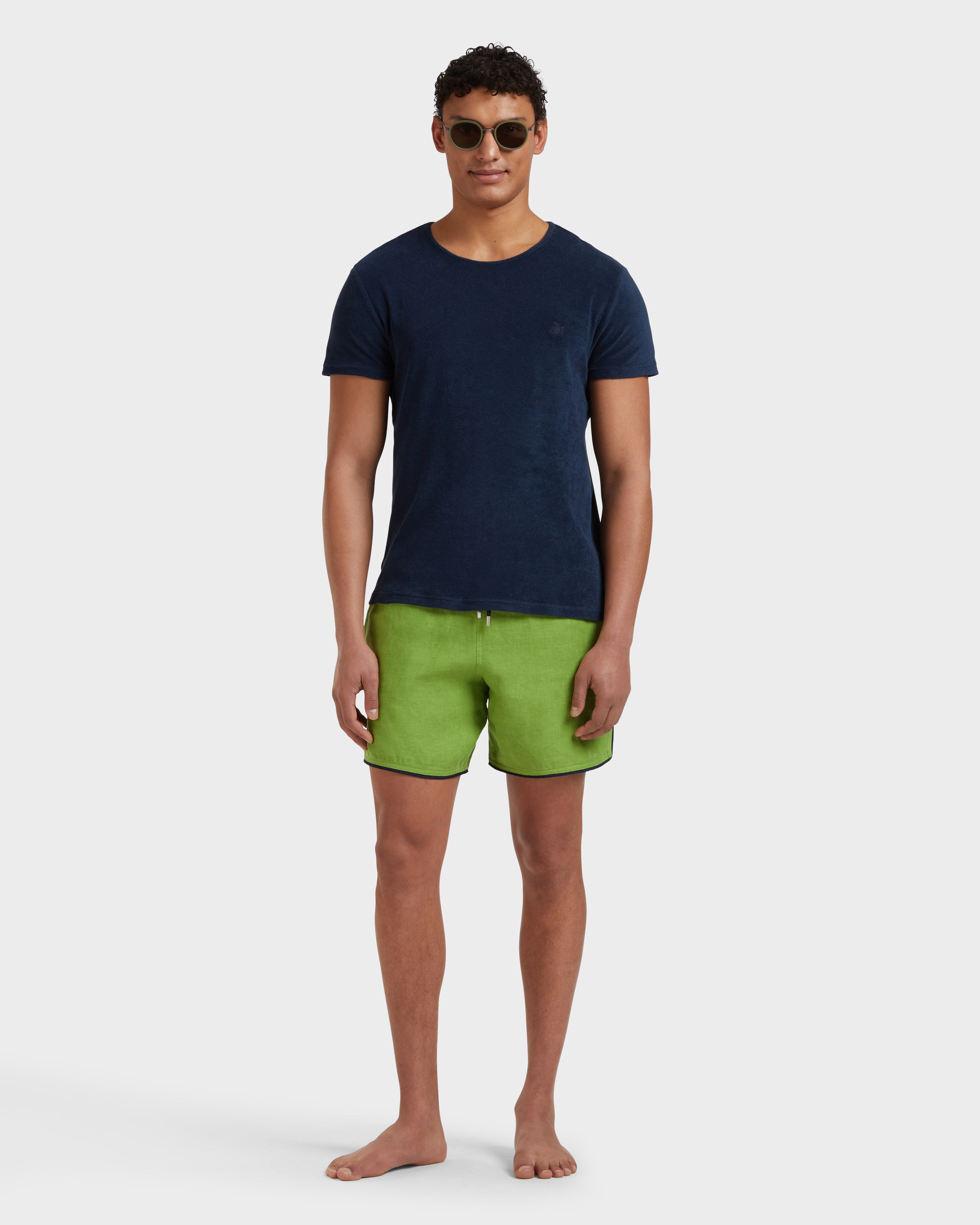Men Linen Swim Shorts Solid CAMOUPLAGE supp3 view