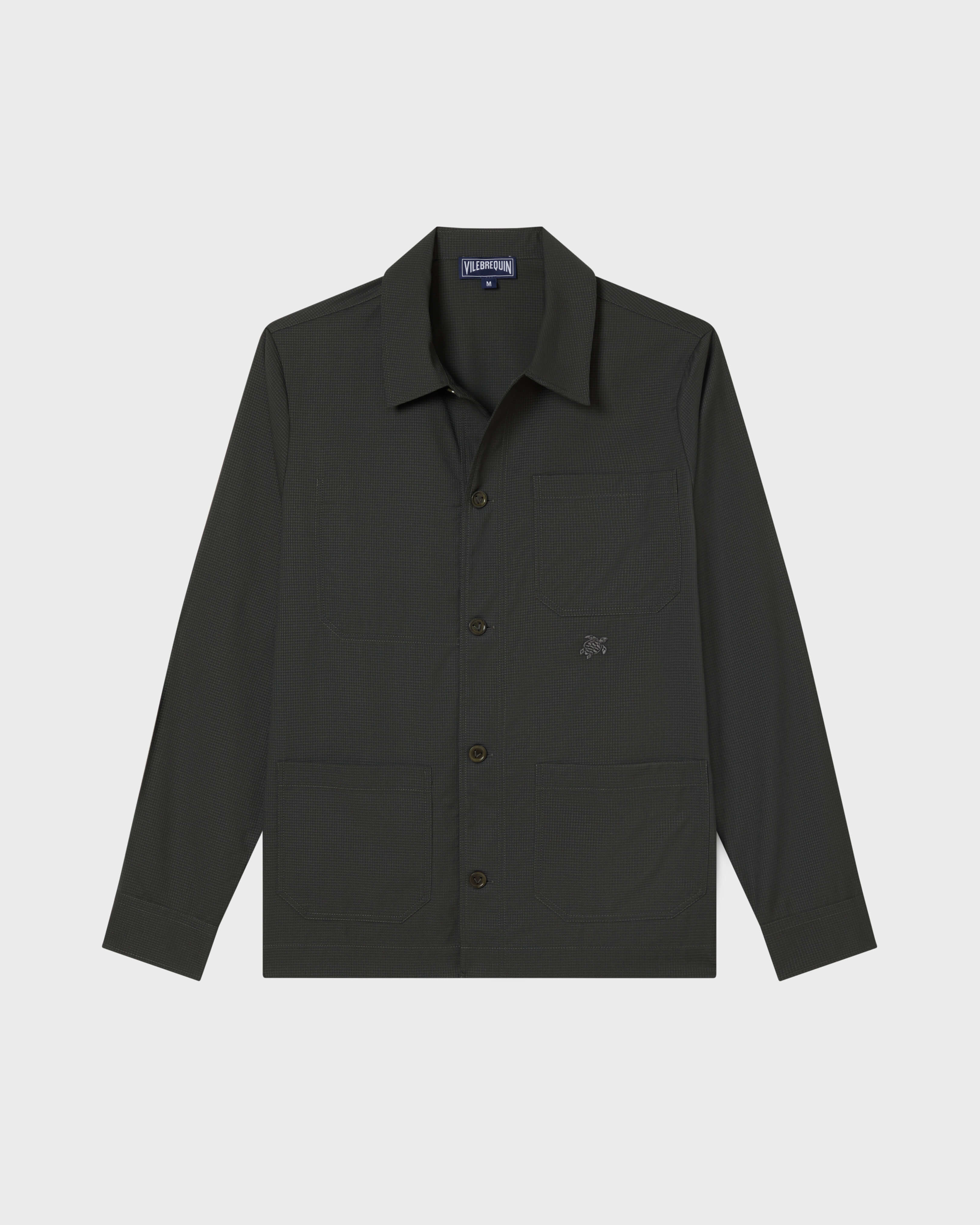 Sobrecamisa de lana con estampado Micro Carreaux para hombre CAQUI front view