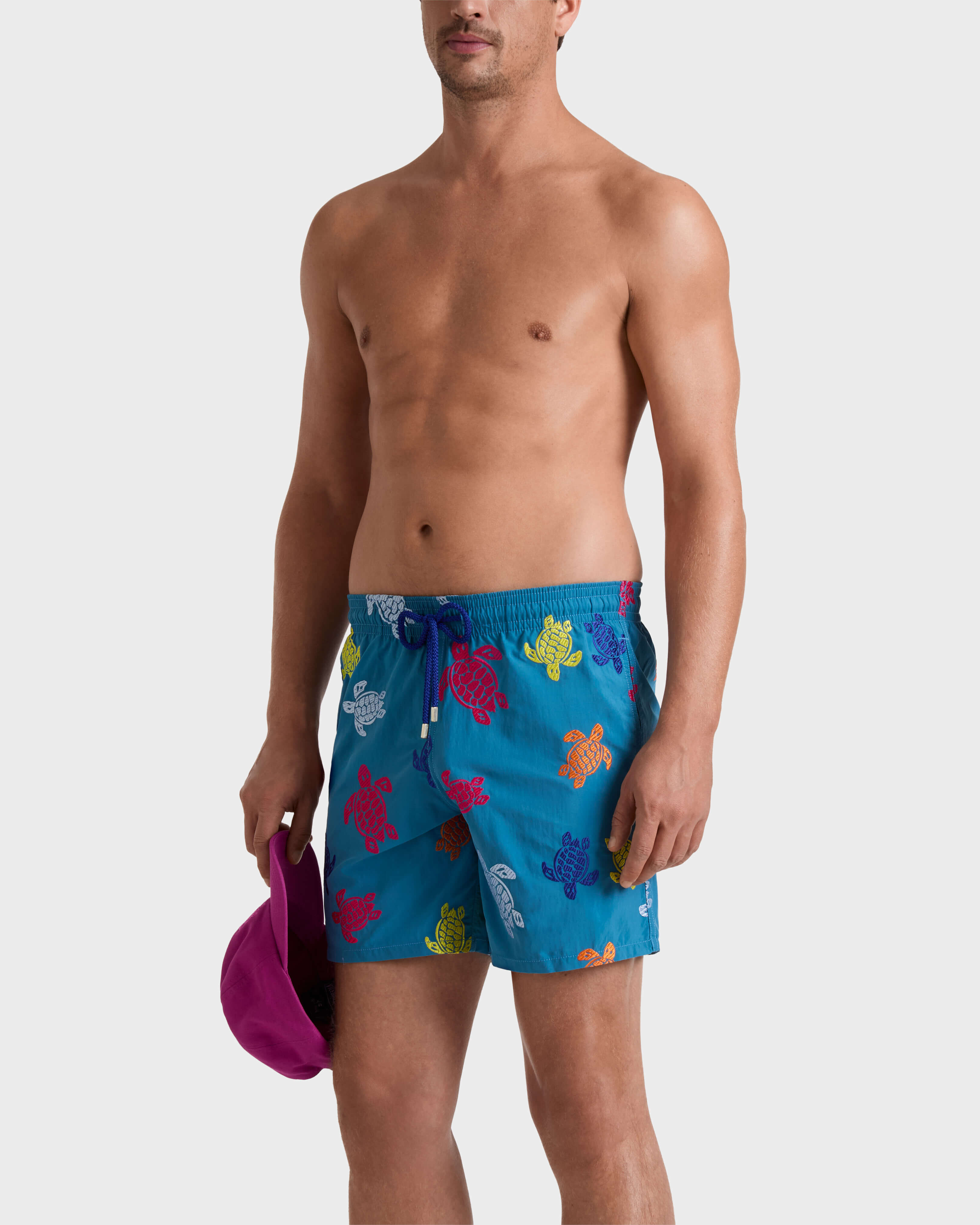 Pantaloncini mare uomo ricamati Ronde des Tortues  - Edizione limitata CALANQUE frontworn view