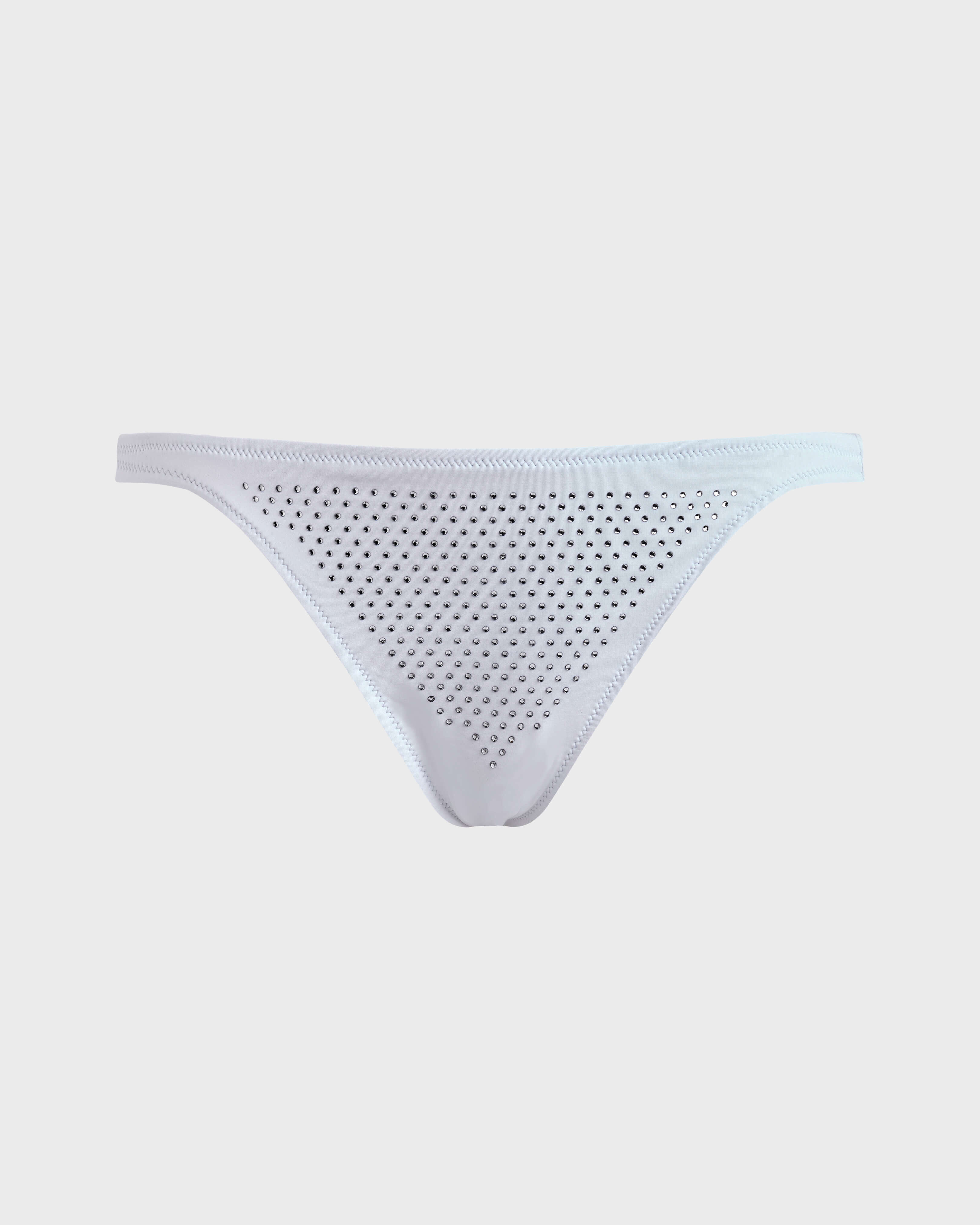 Women Mini brief Bikini Bottom Strass WHITE front view