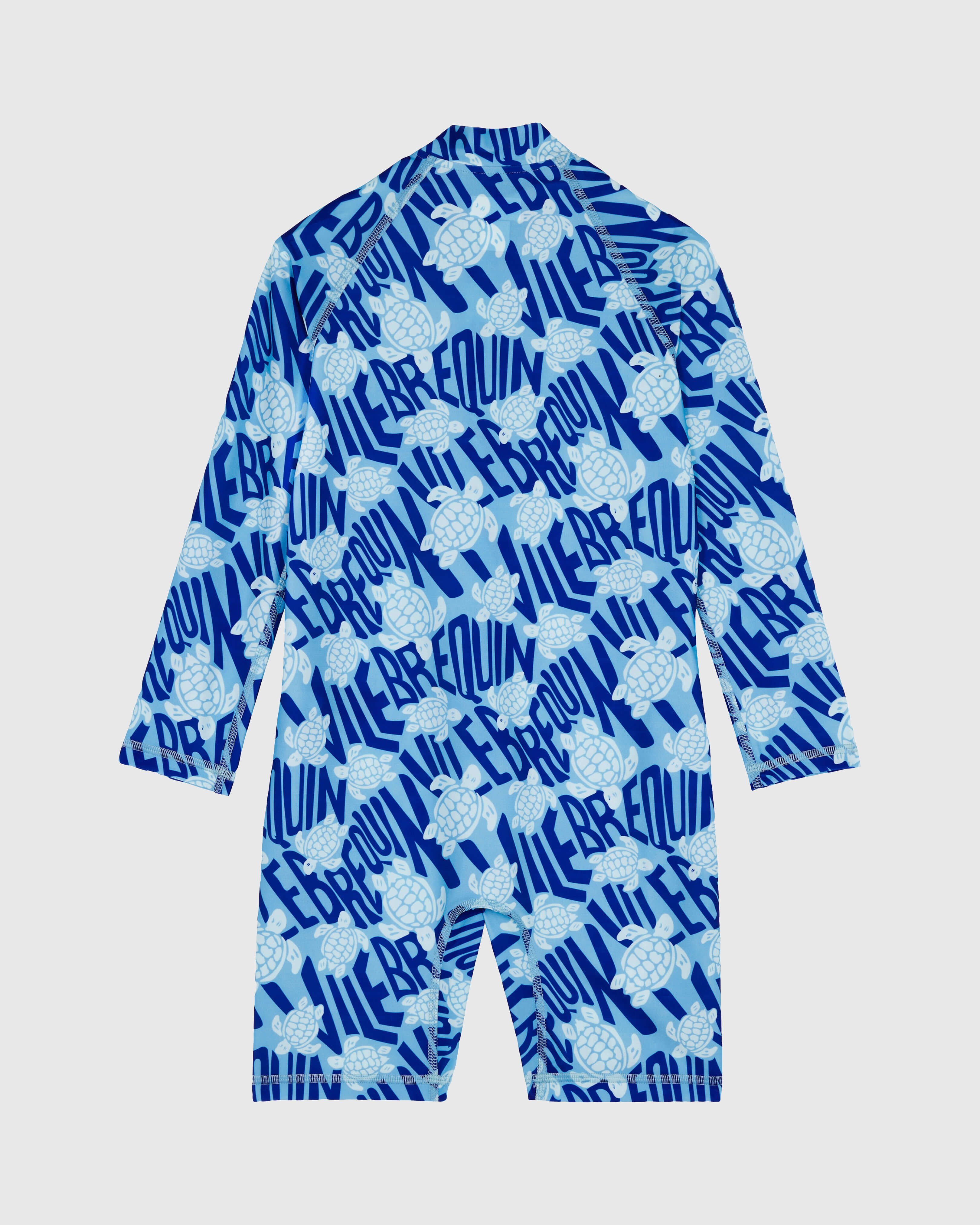 Boys One-piece Rashguard Ronde Des Tortues Logo BLUE TOPAZ back view