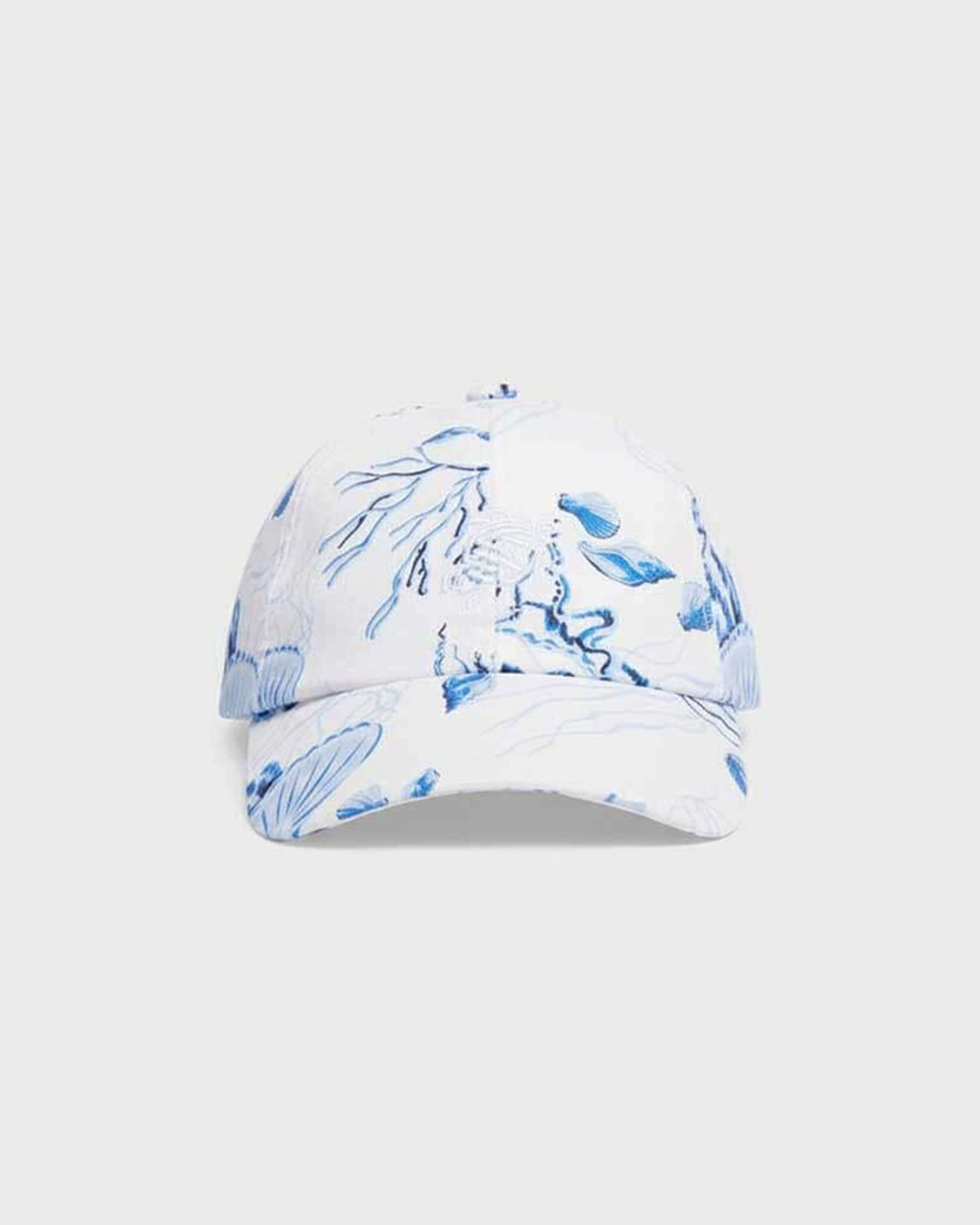 Men Linen Cap Medusa and Shells WHITE front view