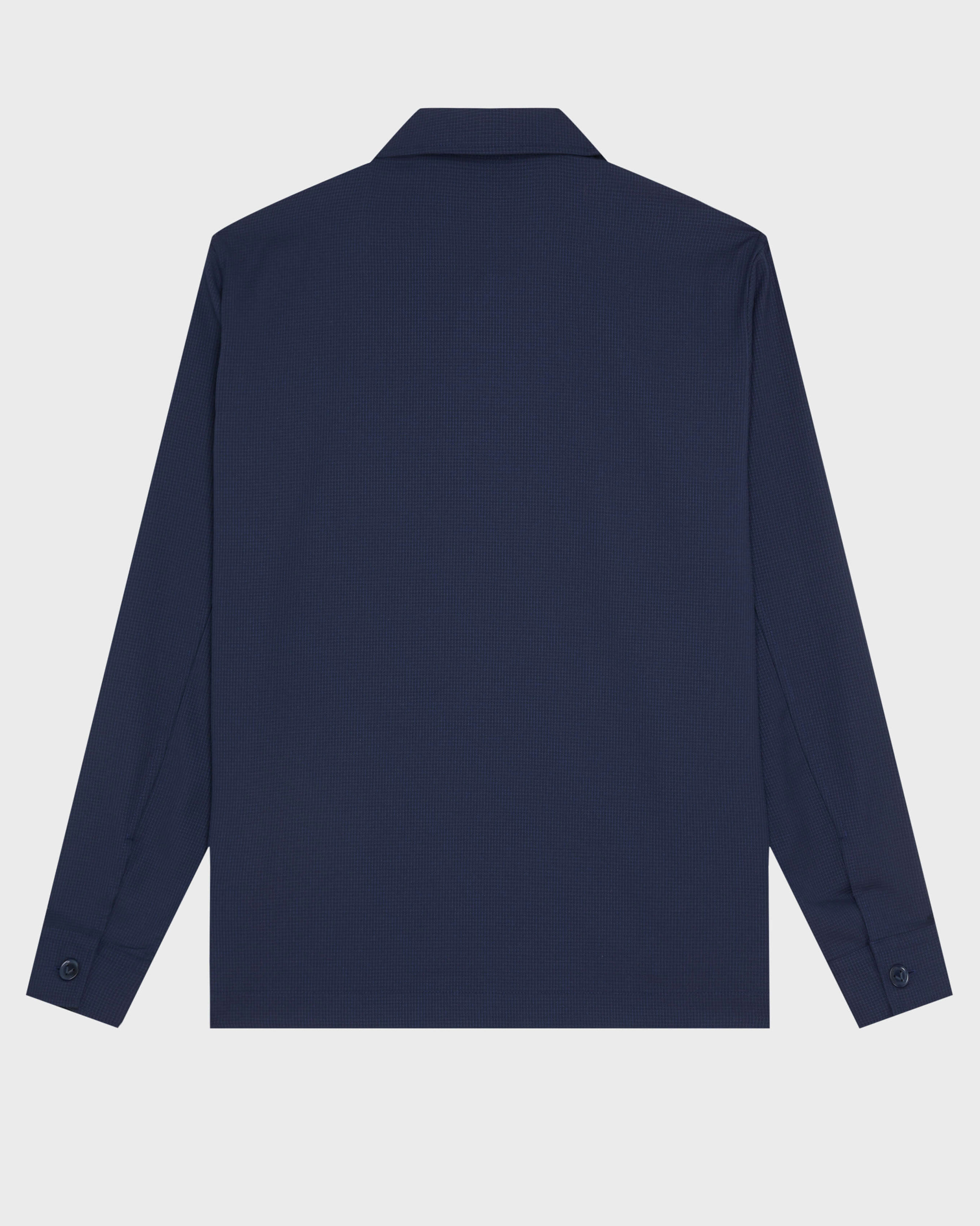 Micro Carreaux Herren-Overshirt aus Wolle MARINEBLAU back view
