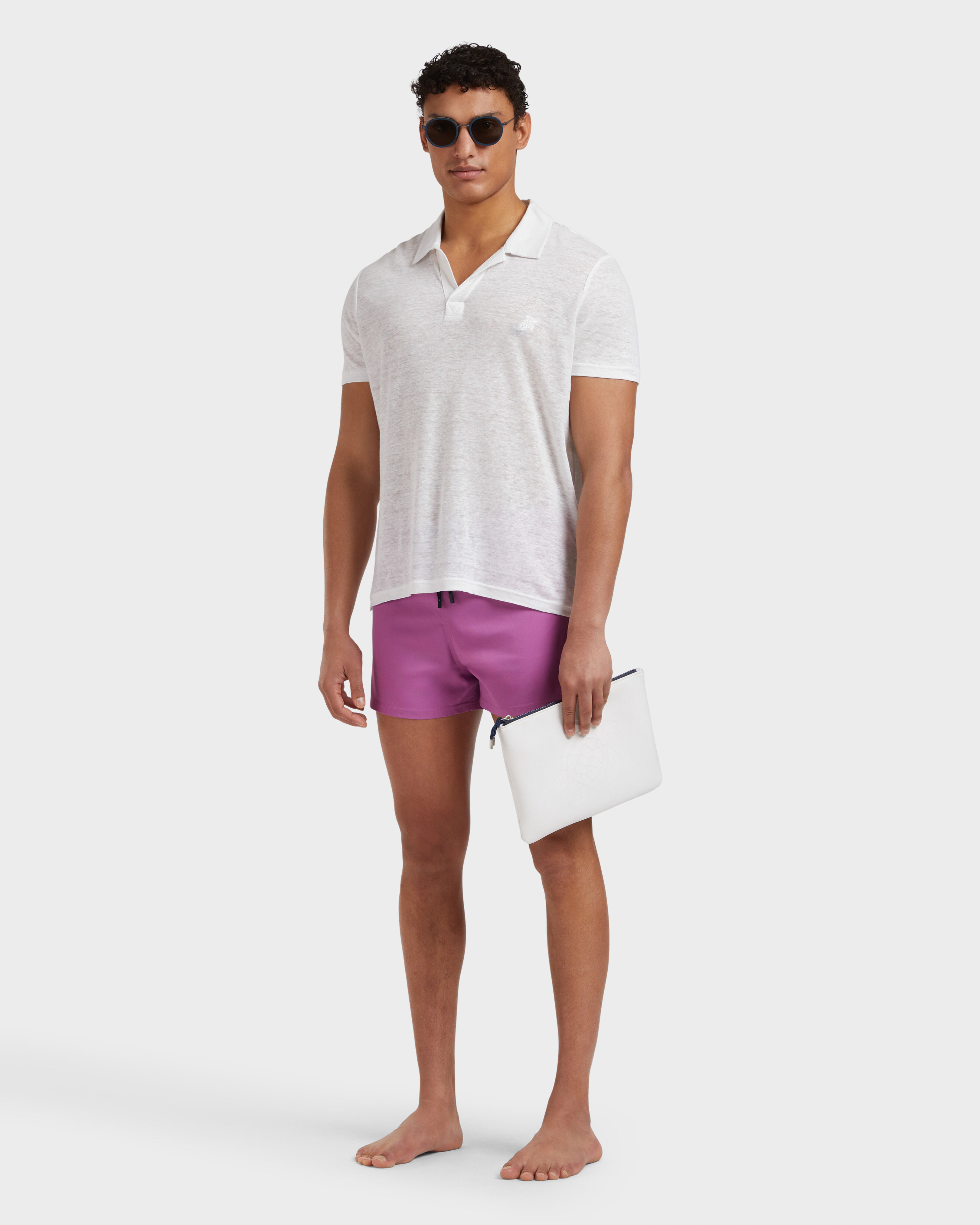 Men Swimwear Short and Fitted Stretch Solid PINK DAHLIA supp1 view