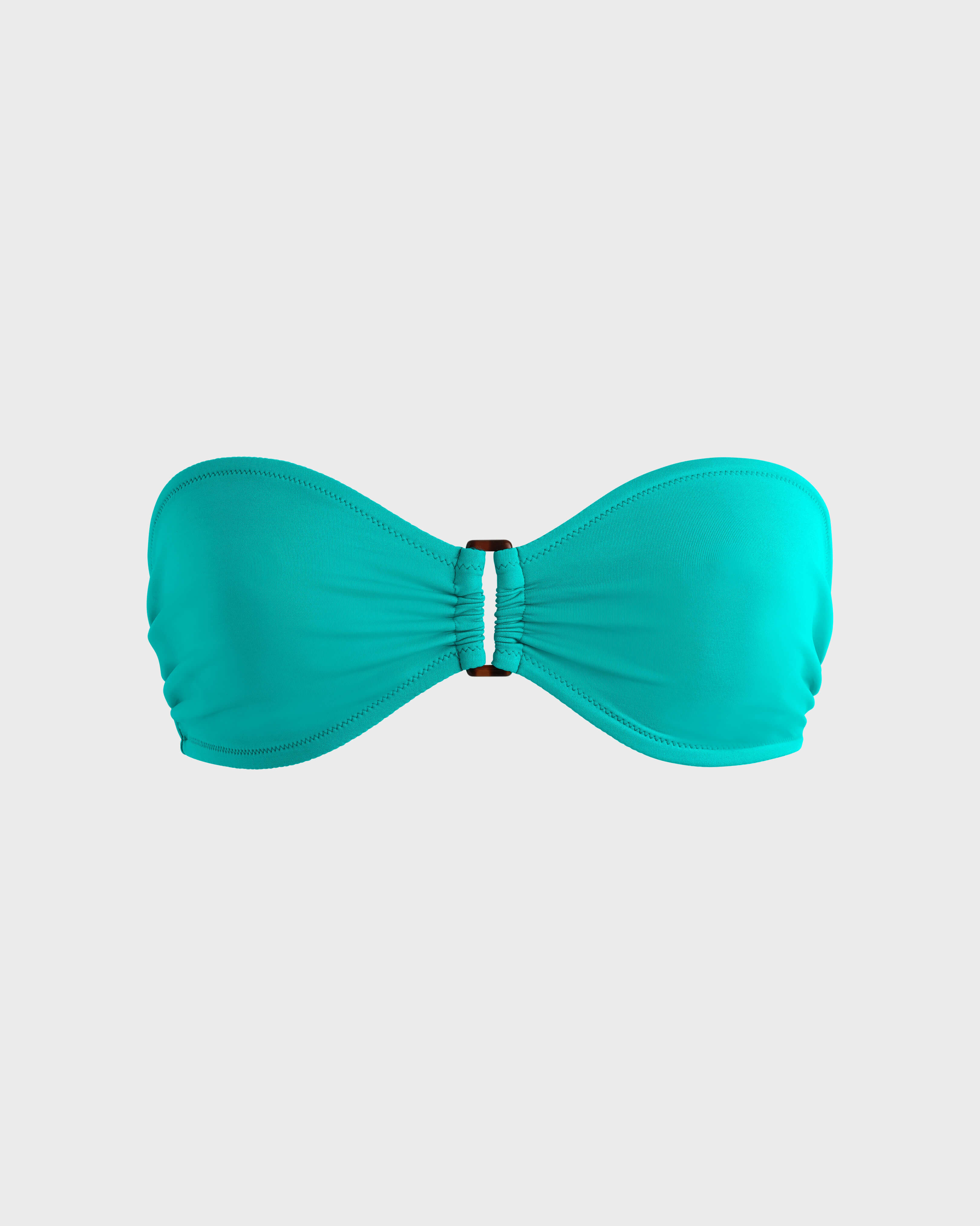 Women Ring Bandeau Bikini Top Solid DISCO GREEN front view