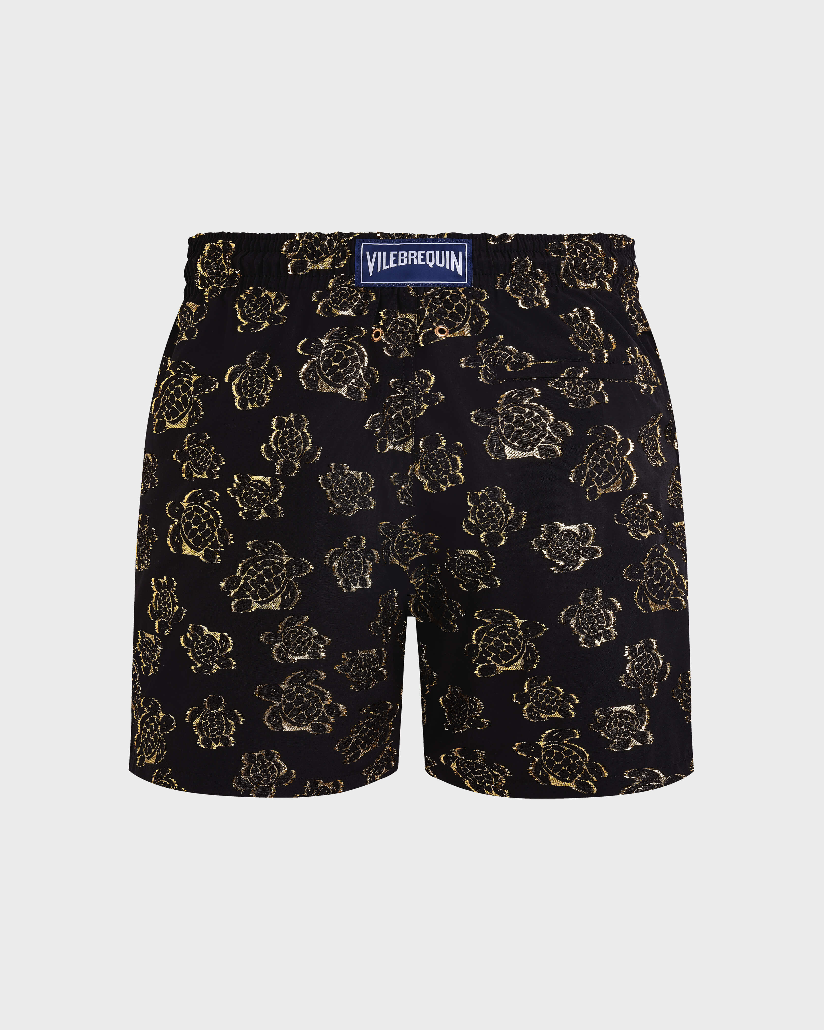Men Swim Trunks Ronde des tortues Jacquard BLACK back view
