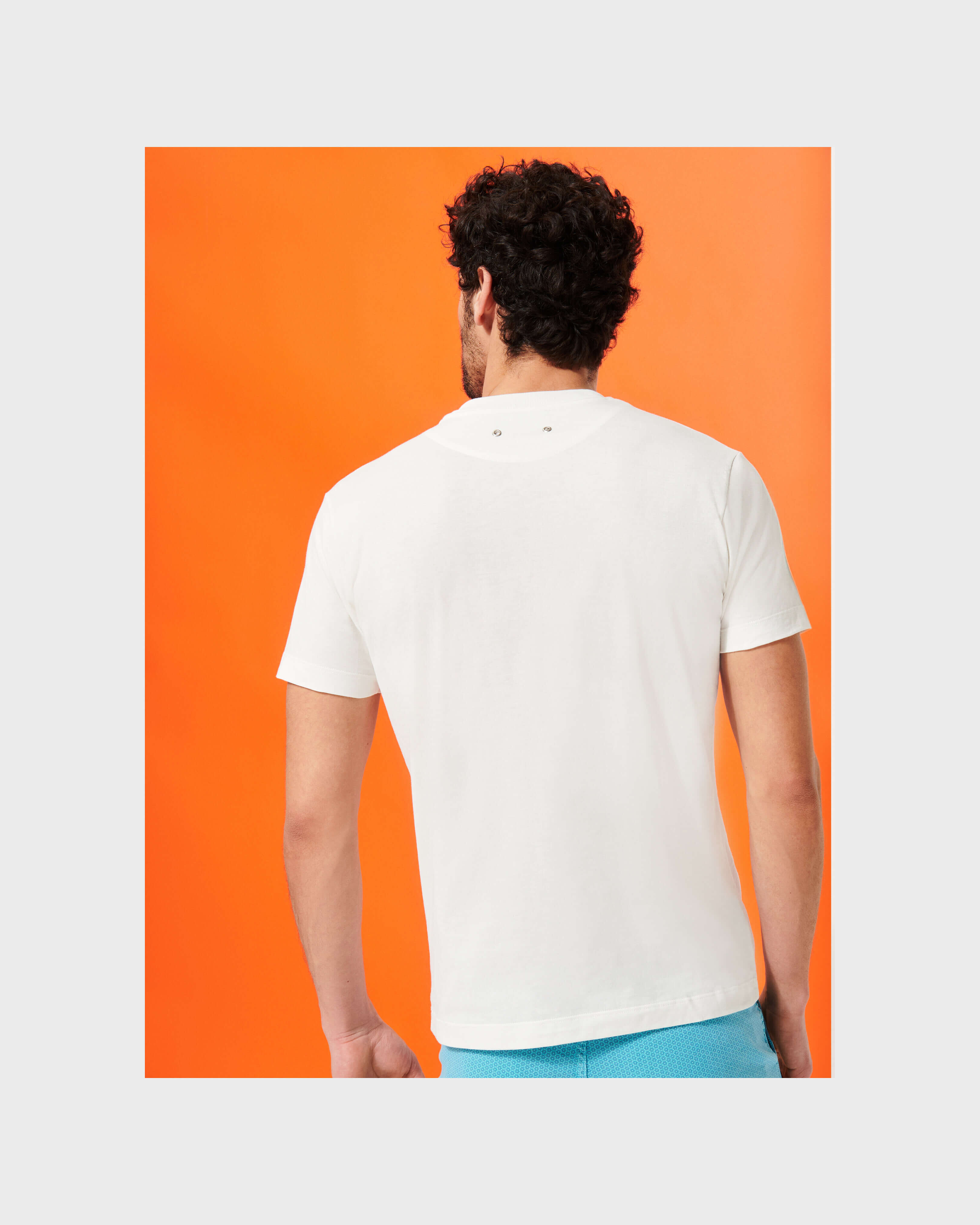 Men T-shirt Fancy Vilebrequin Logo Vilebrequin Multicolore OFF WHITE backworn view