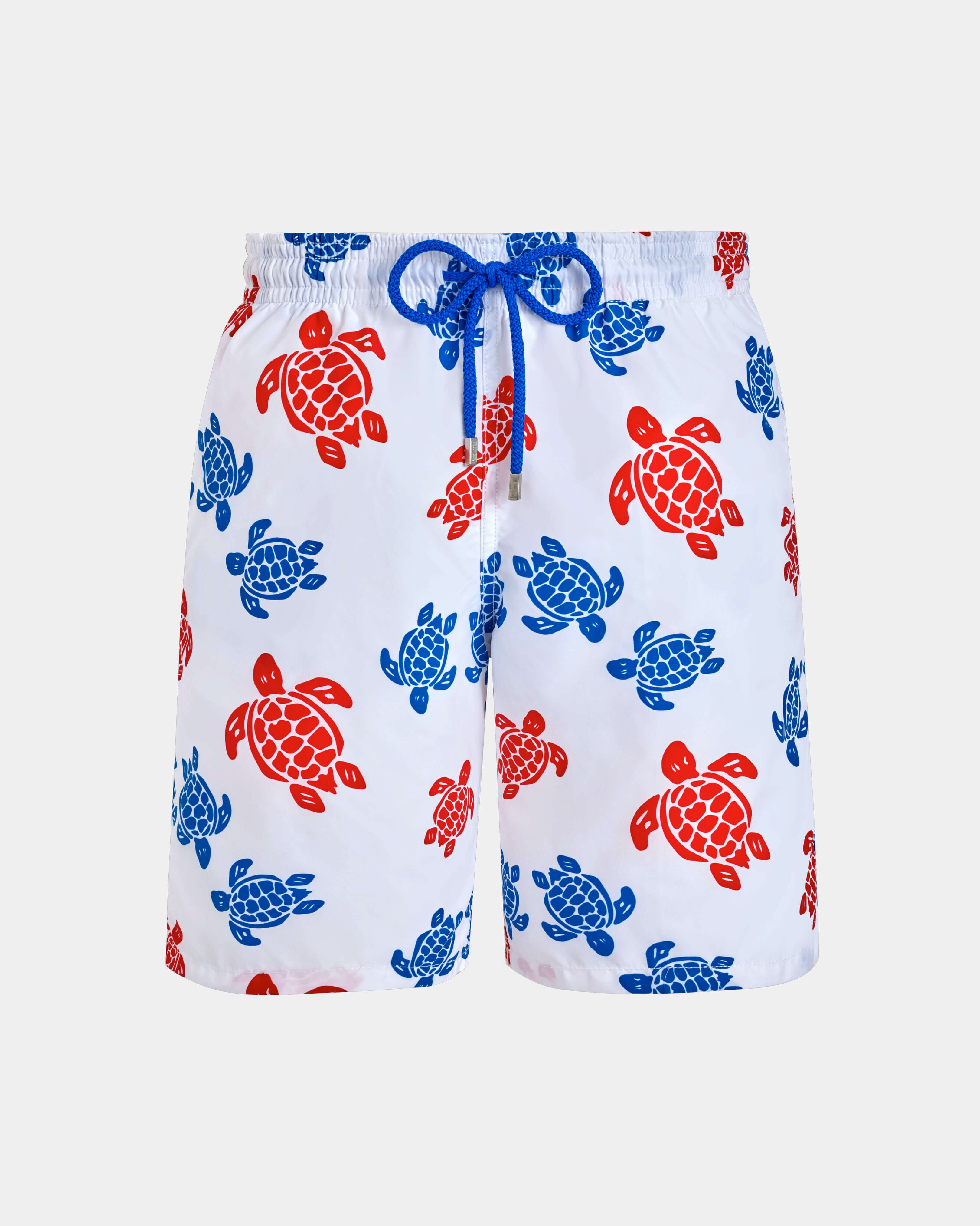 Men Long Swim Shorts Tortues Multicolores WHITE front view