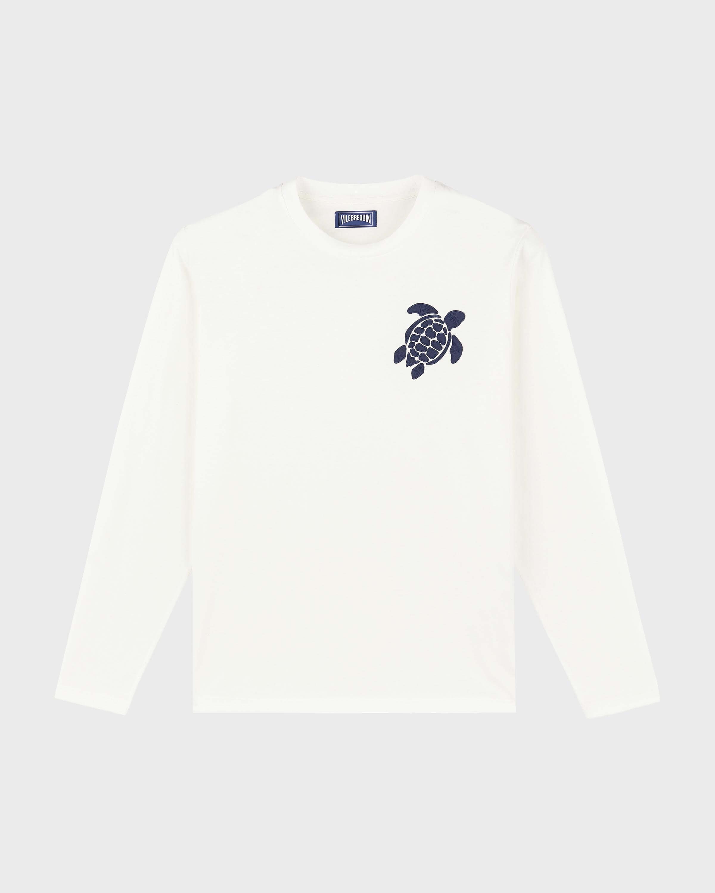 Men Cotton Long Sleeves T-shirt Embroidered Turtle OFF WHITE front view