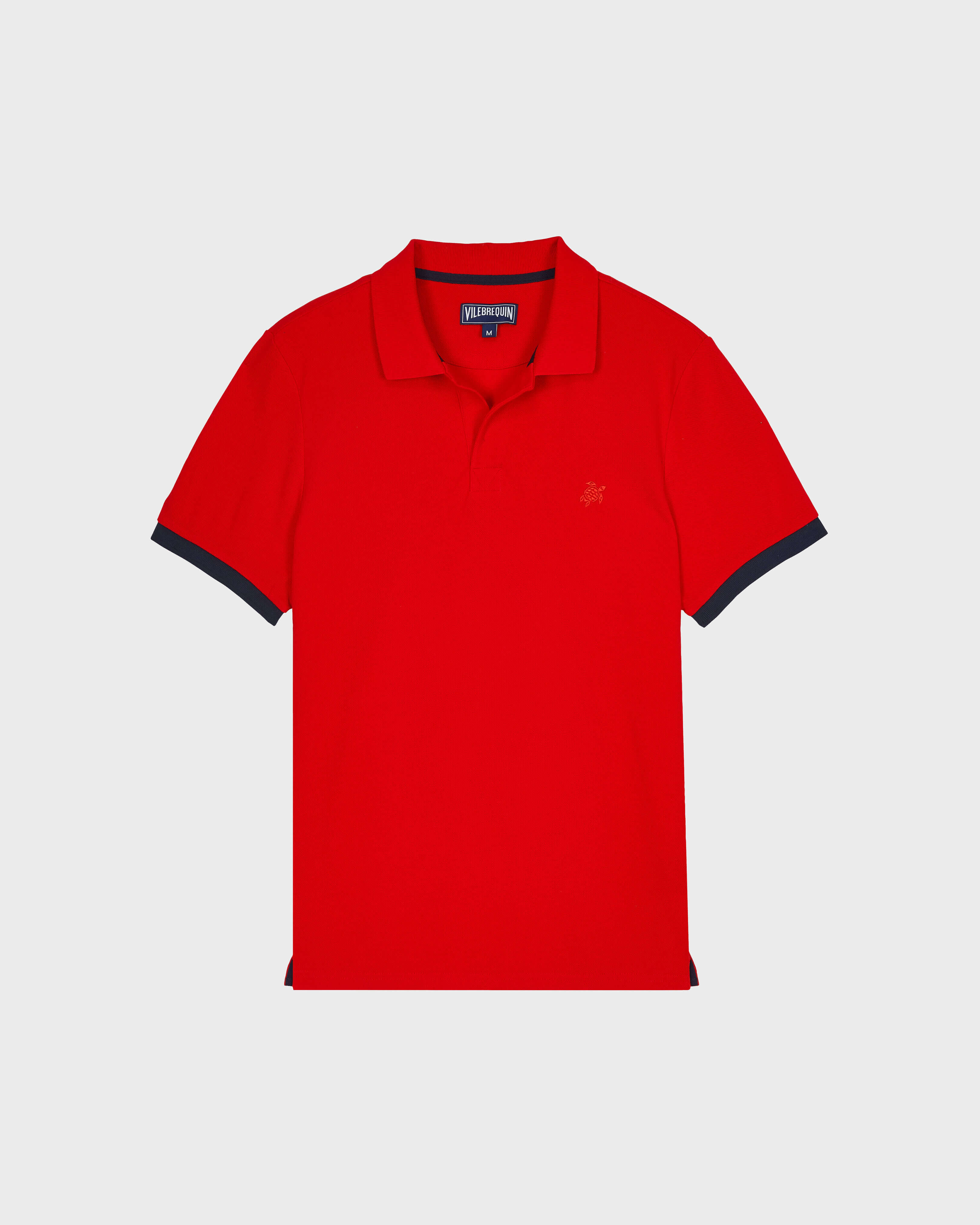 Men Cotton Pique Polo Shirt Solid AMAPOLA front view