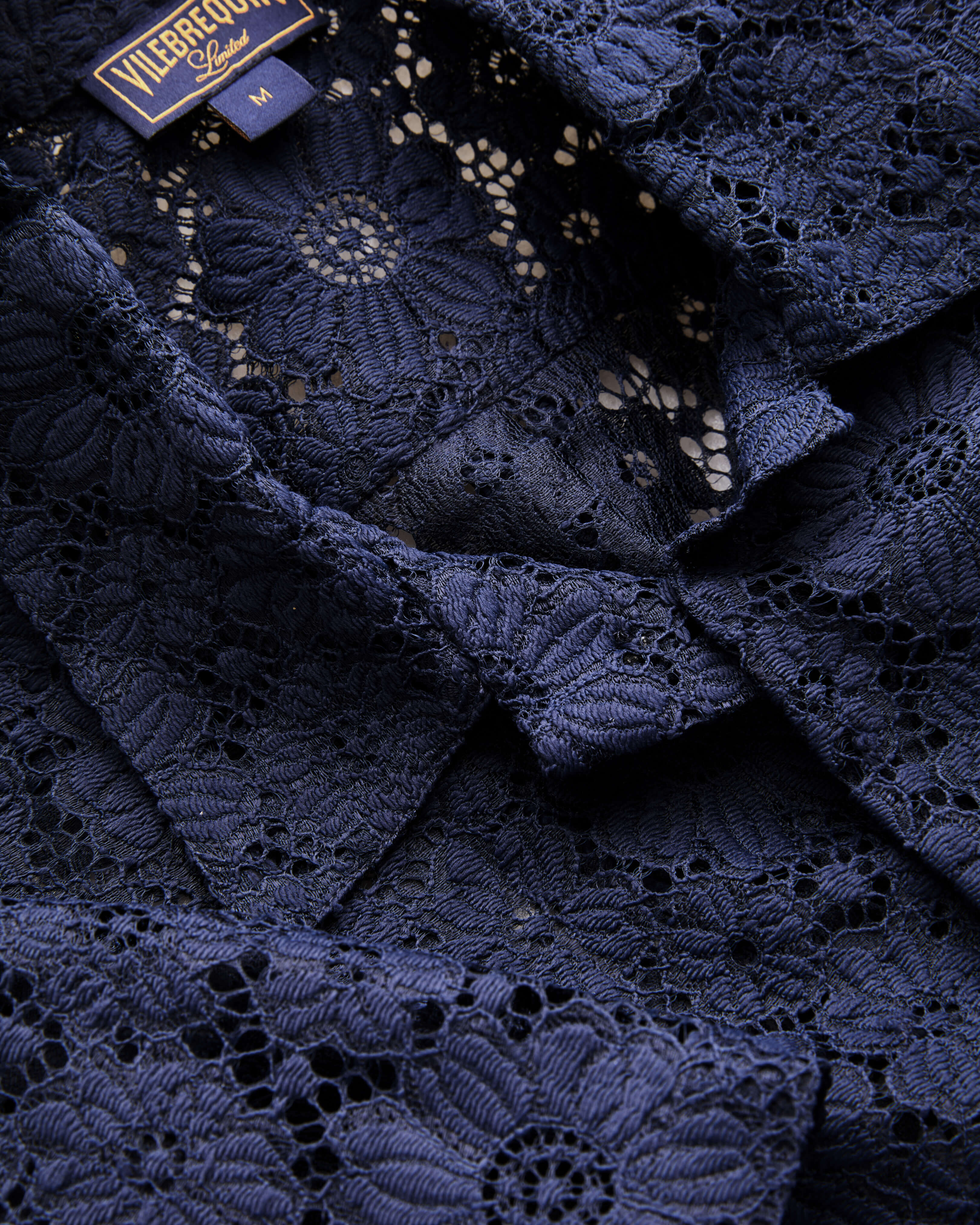 Camisa de manga corta en guipur floral hombre - Collection Limited AZUL MARINO look1 view
