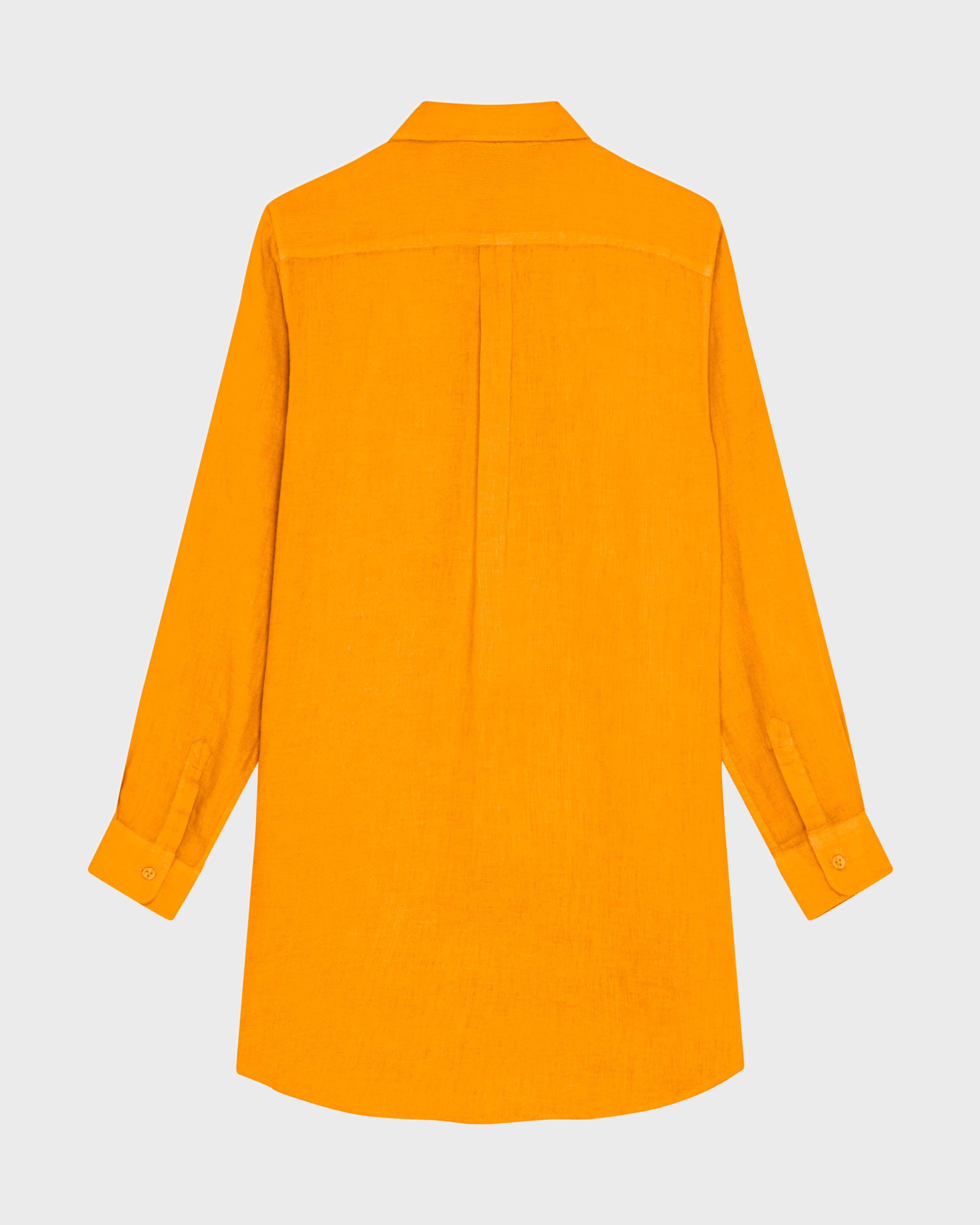 Women Linen Shirt Dress Solid MANGO back view