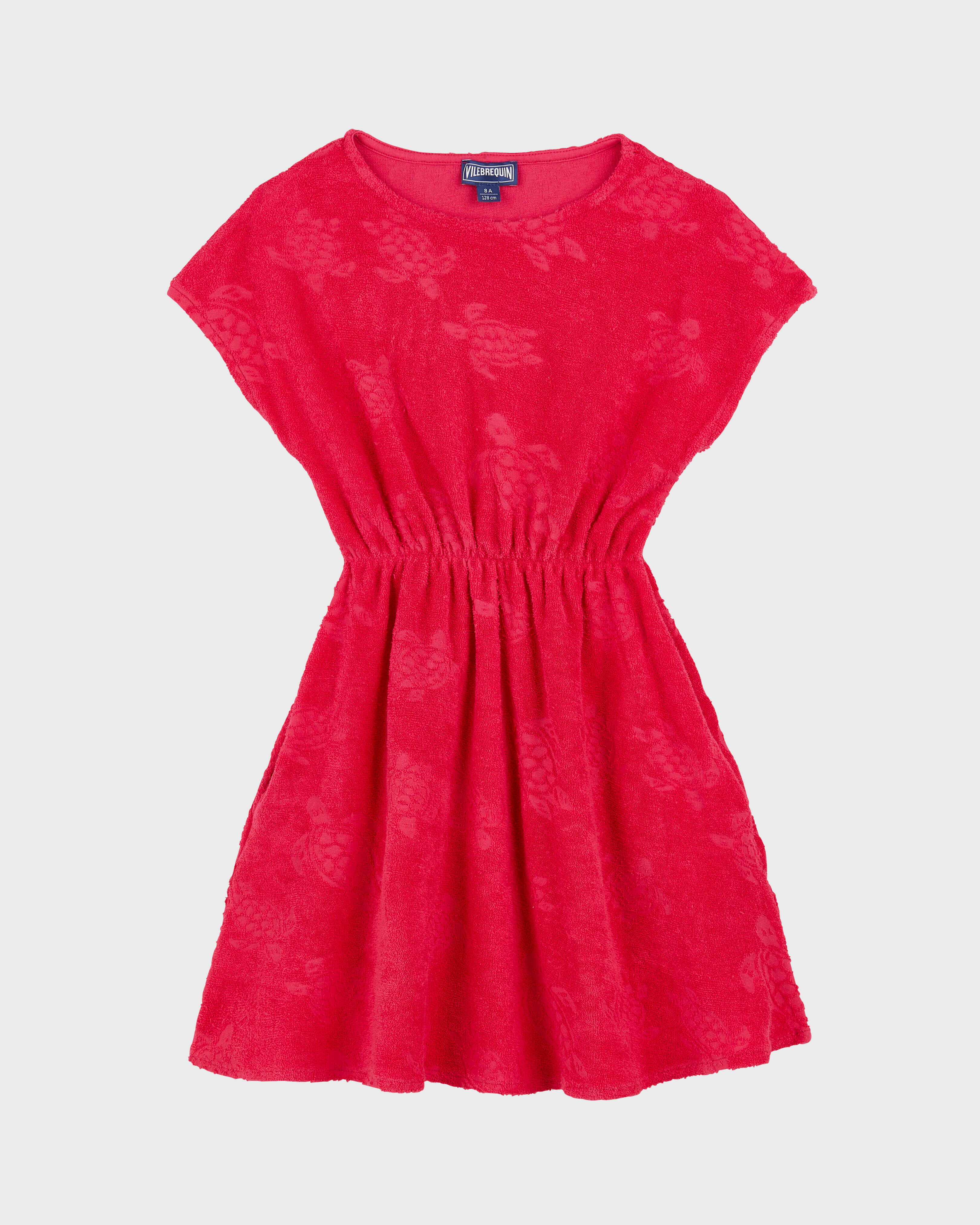 Girls Terry Dress Turtles Jacquard GOOSEBERRY RED front view