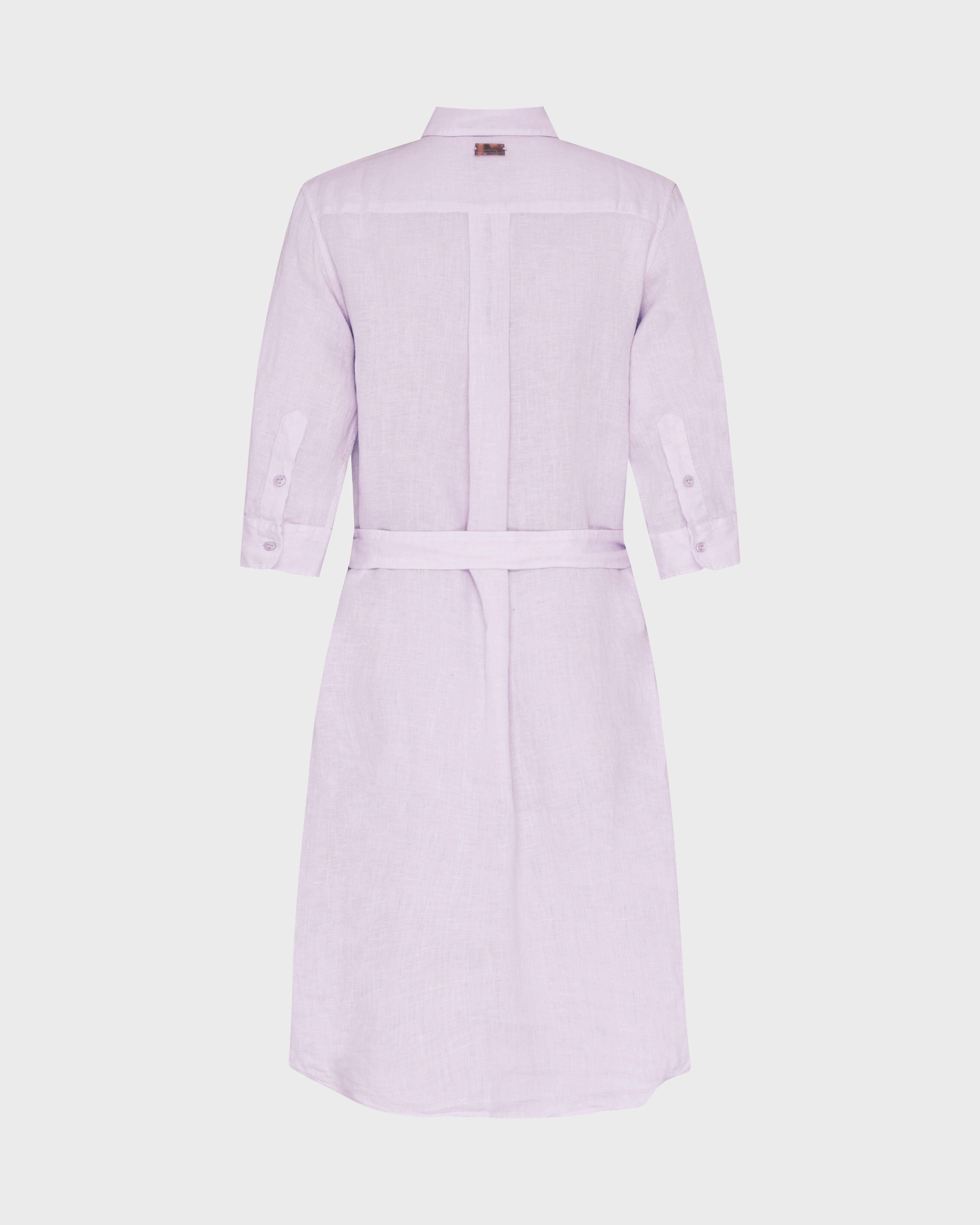 Vestido camisero de lino de color liso para mujer FLEUR back view