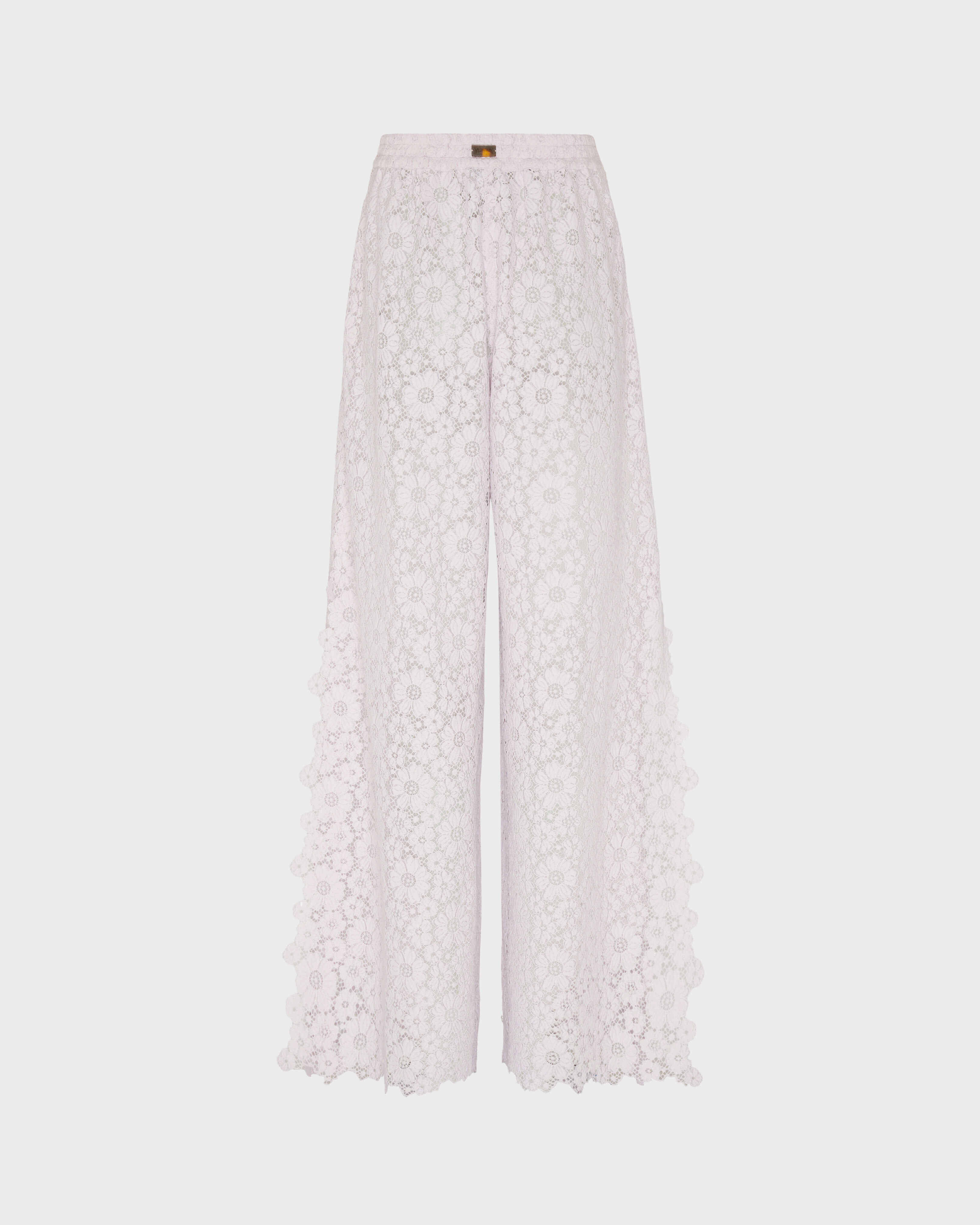 Pantaloni da donna in pizzo Flowers BIANCO back view