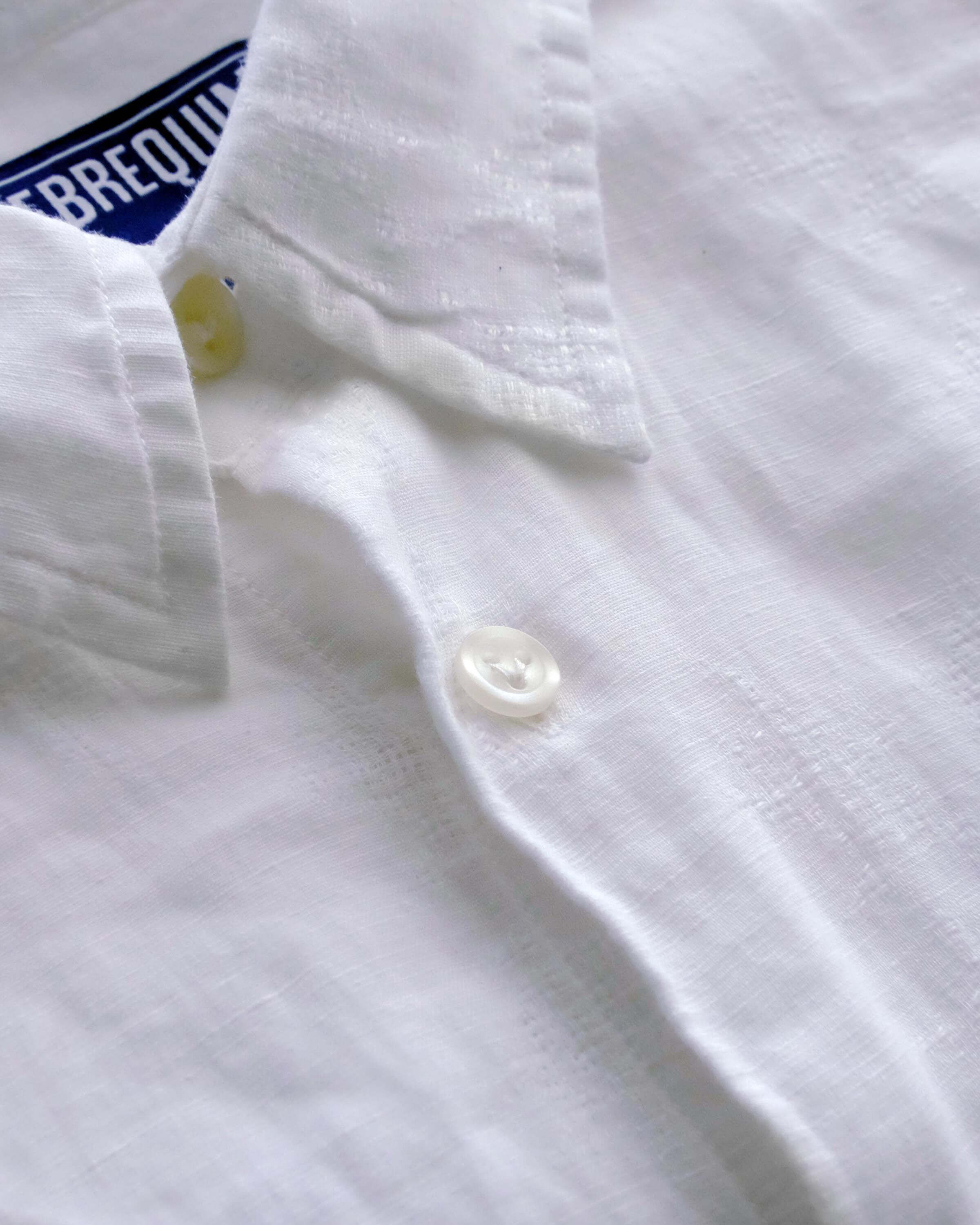 Men Linen and Cotton Shirt Jacquard Turtle Monogram WHITE supp2 view