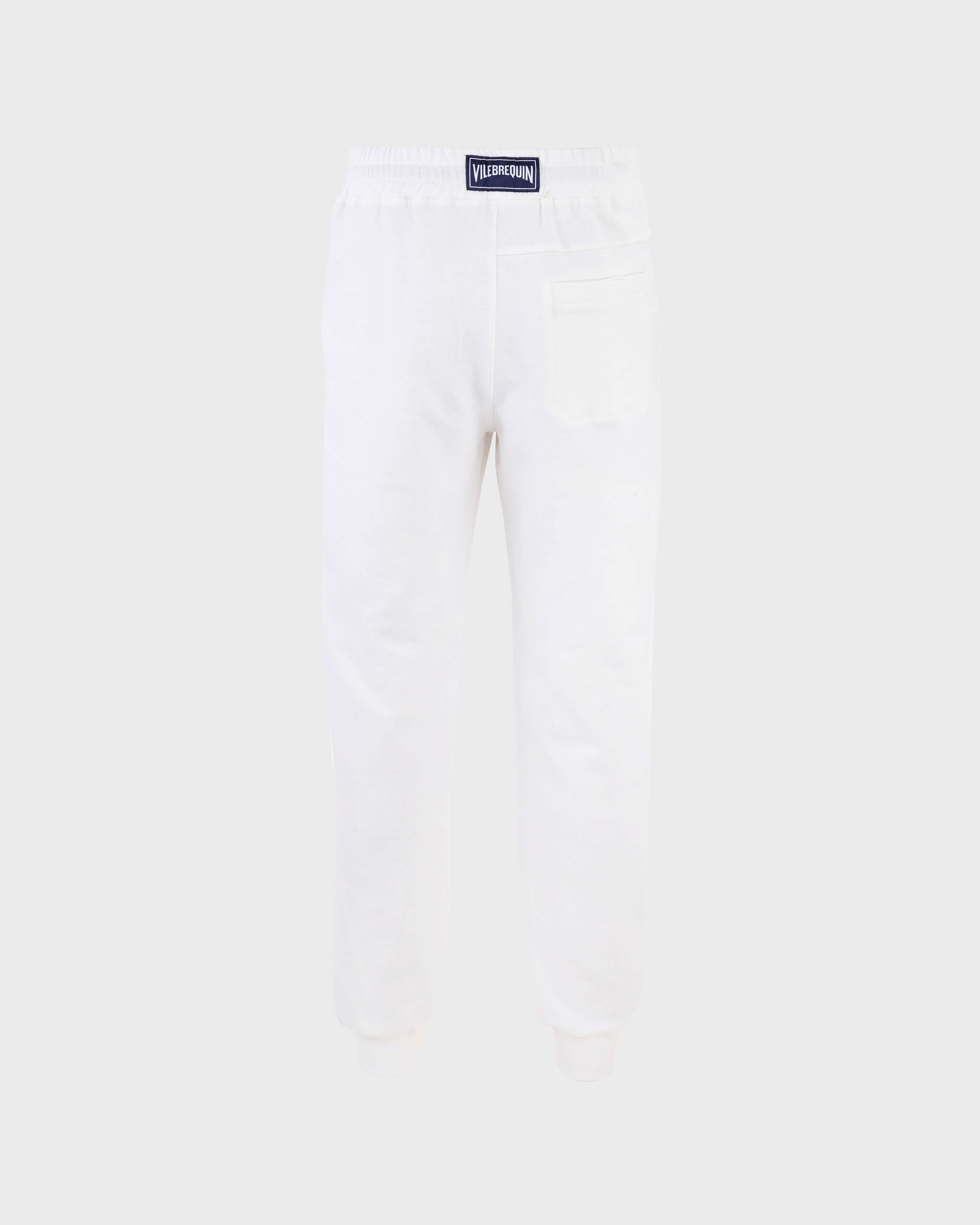 Men Jogger Cotton Pants Solid OFF WHITE back view