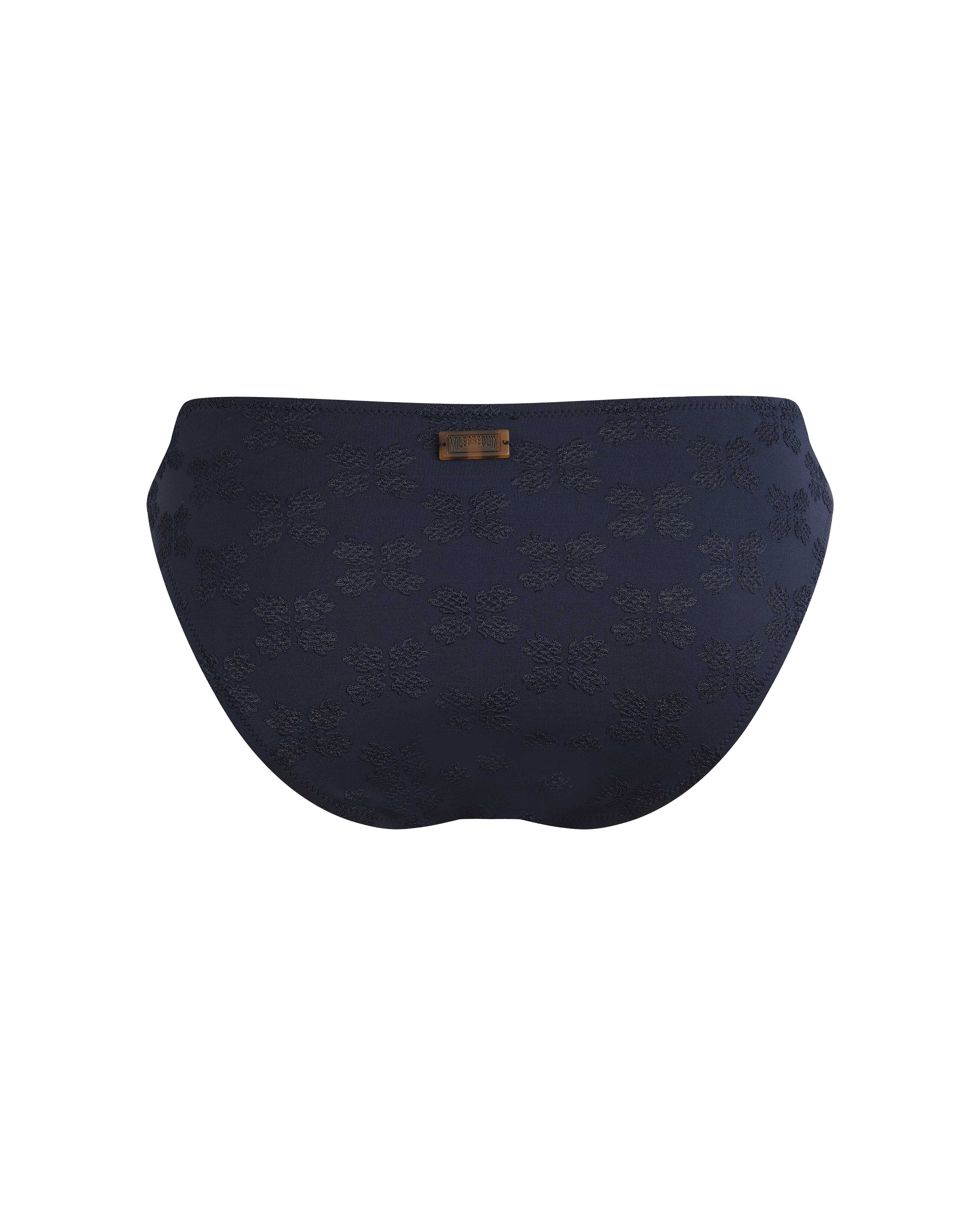 Women Midi brief Bikini Bottom Turtle Monogram Jacquard NAVY back view