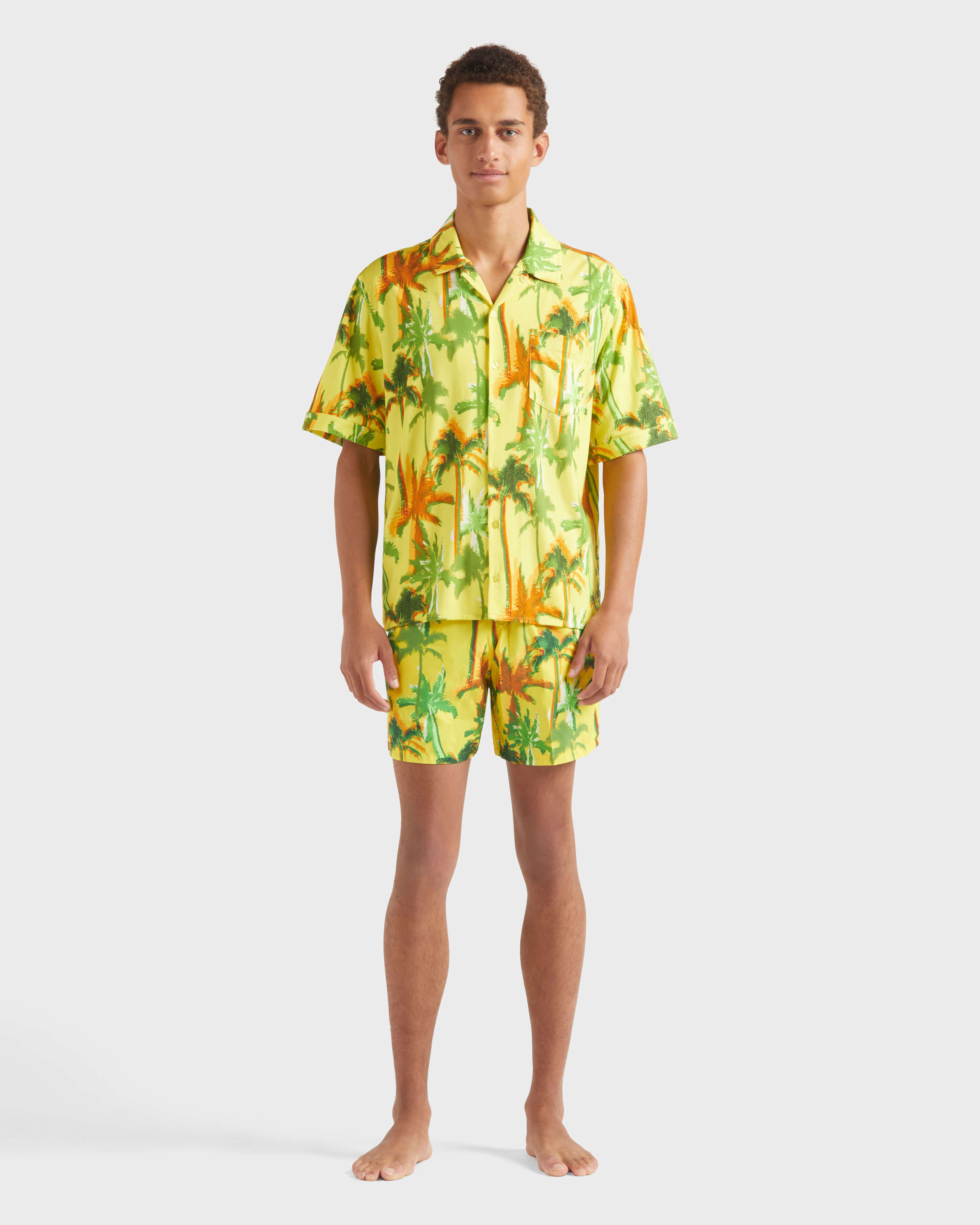 Men Cotton Shirt Palms Offset SUN frontworn view
