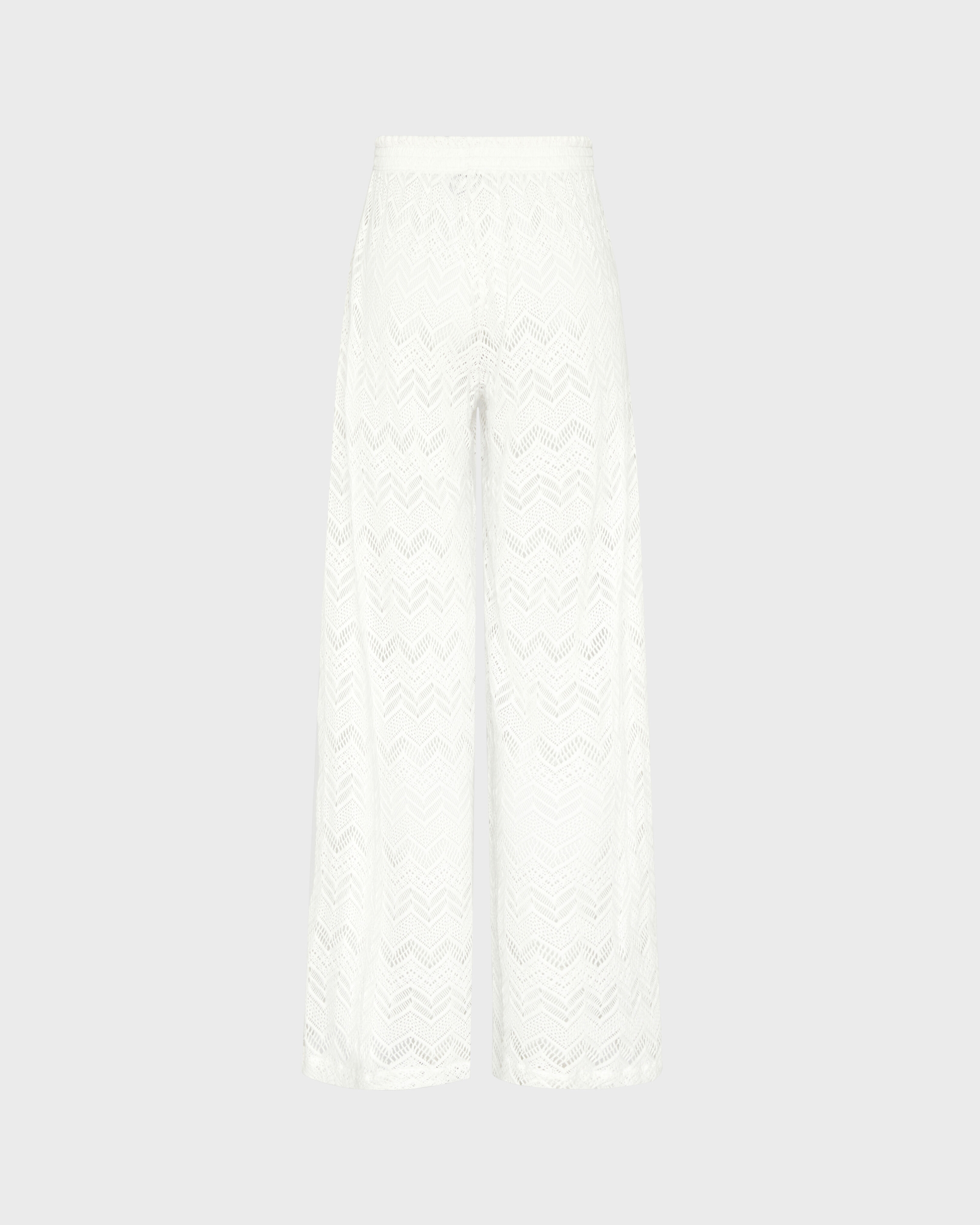 Pantaloni donna a gamba ampia in mesh OFF WHITE back view