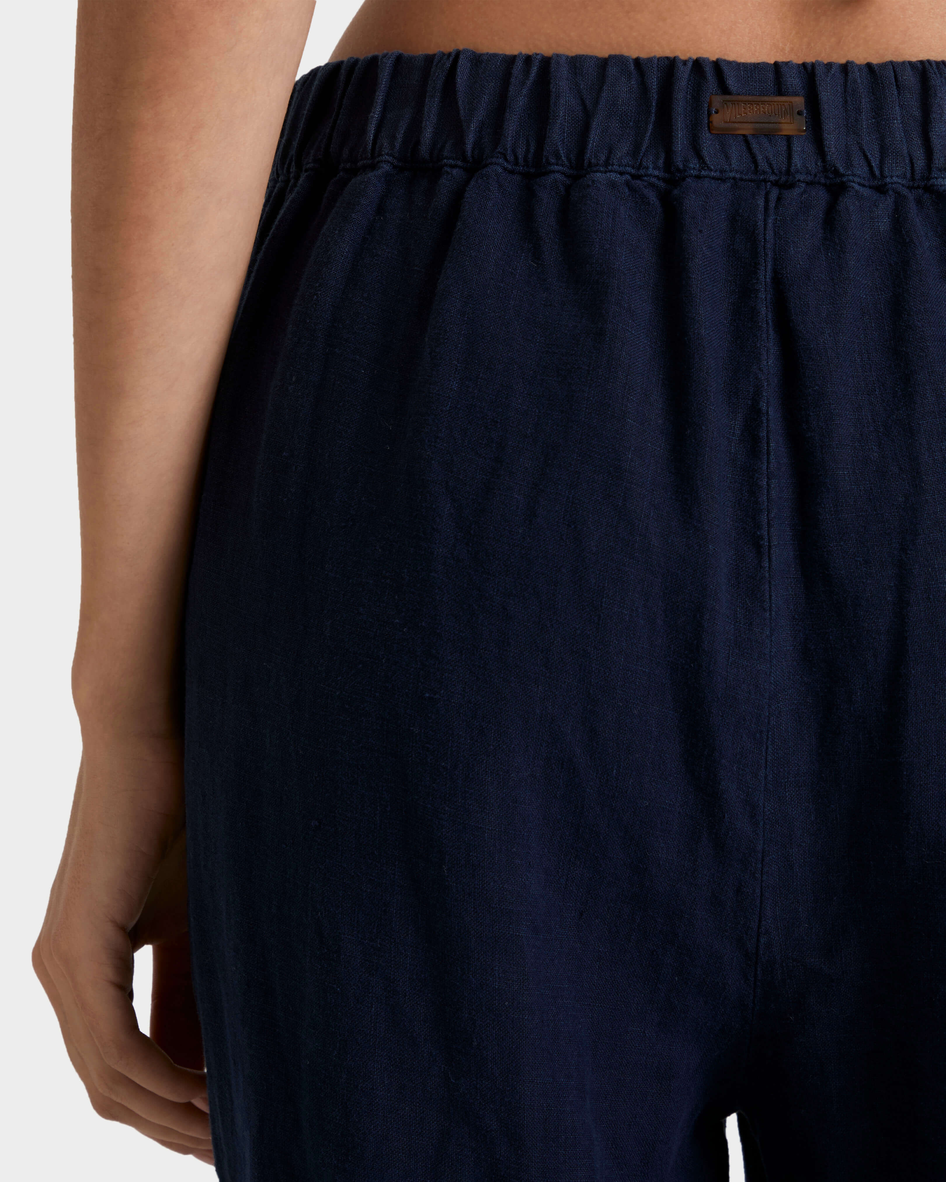 Women Linen Comfort Pants Solid NAVY supp1 view