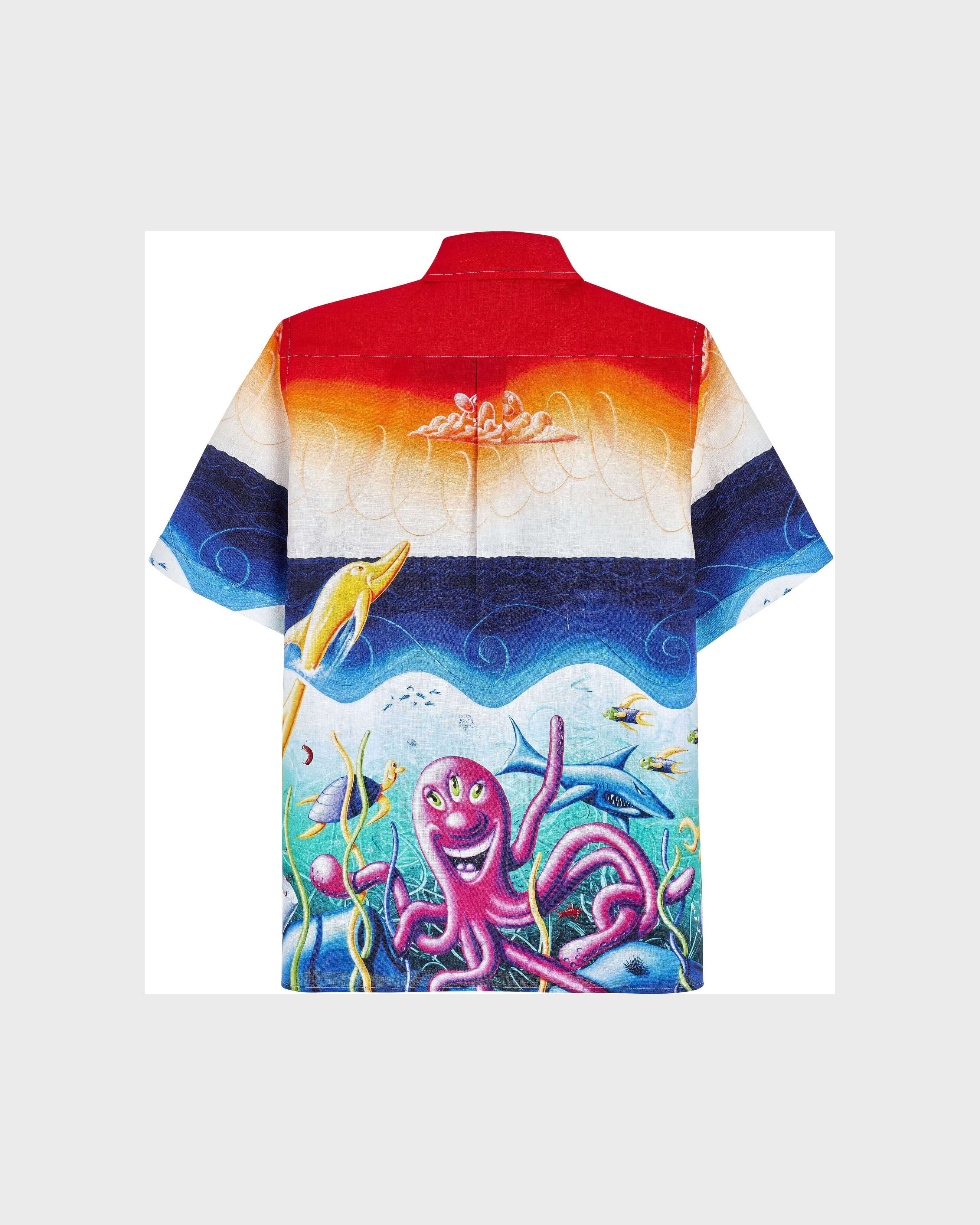 Camisa de bolos de lino con estampado Mareviva para hombre - Vilebrequin x Kenny Scharf MULTICOLORES back view