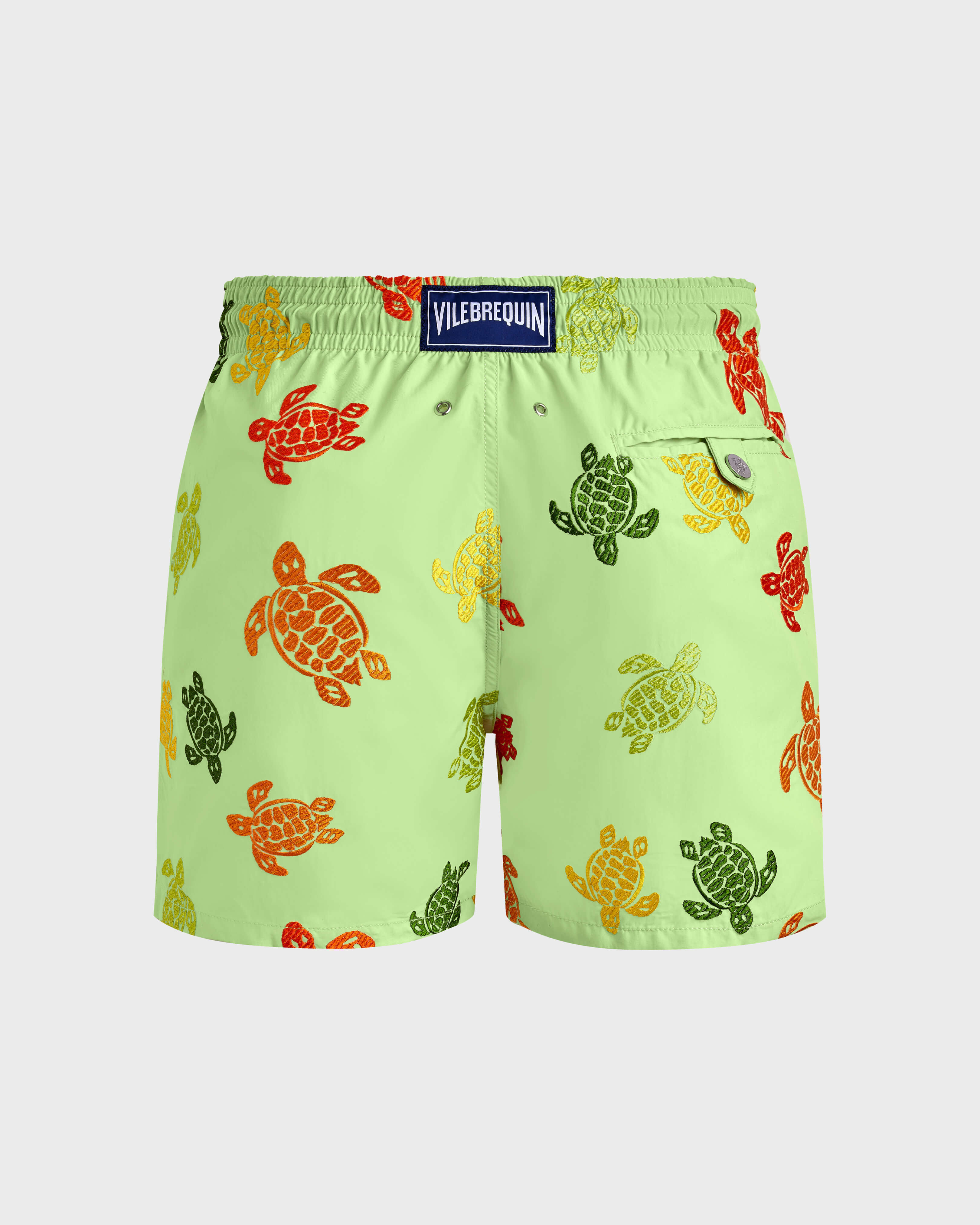 Men Swim Shorts Embroidered Tortue Multicolore - Limited Edition MACAROON back view