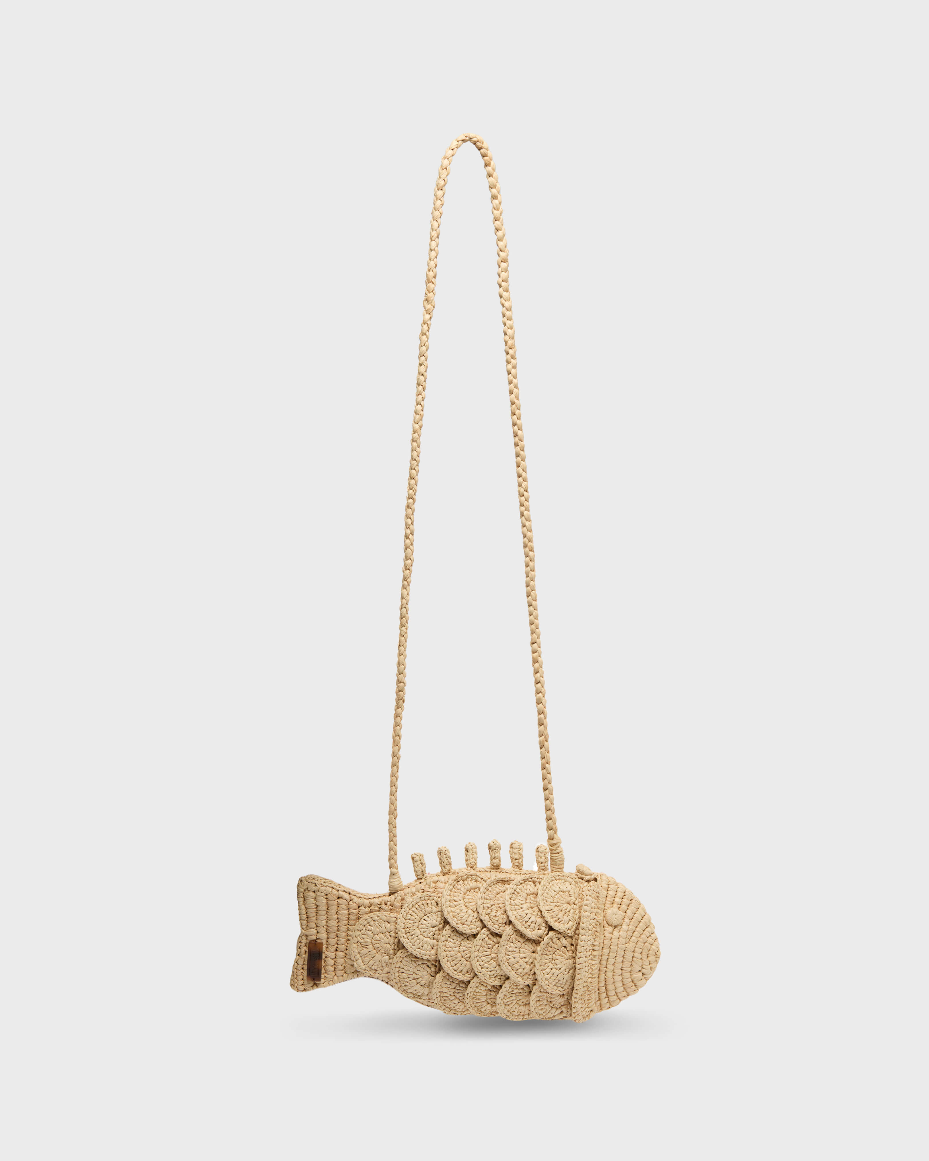 Women Raffia Small Fish Handbag NATURAL frontworn view