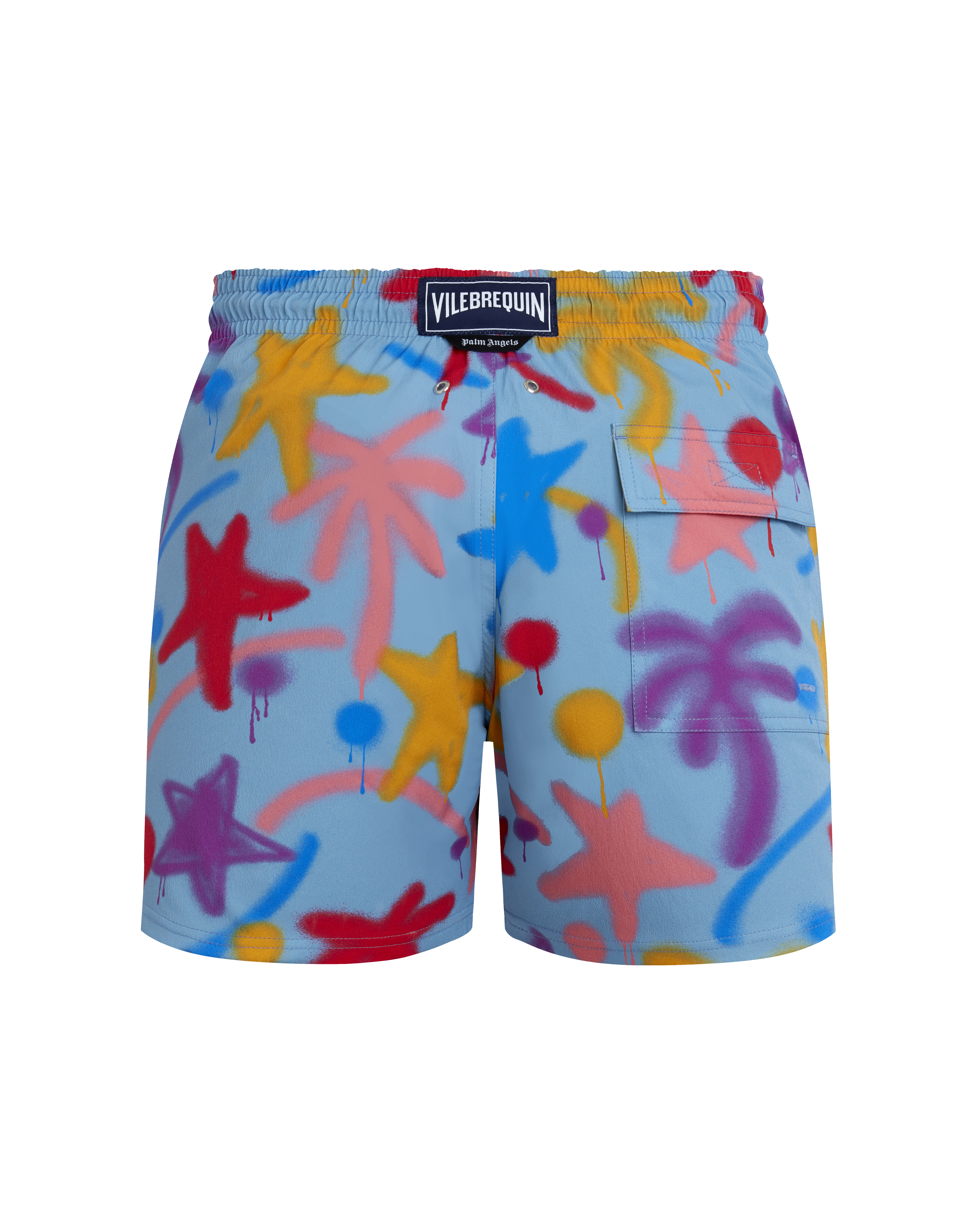 Men Stretch Short Swim Shorts Spray Paint - VBQ x Palm Angels 614 back view