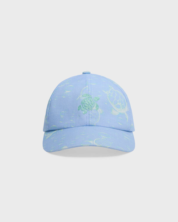 Vilebrequin - Men Linen Cap Bubbles Turtles 3d - Caps - Camo - Blue - Size OSFA
