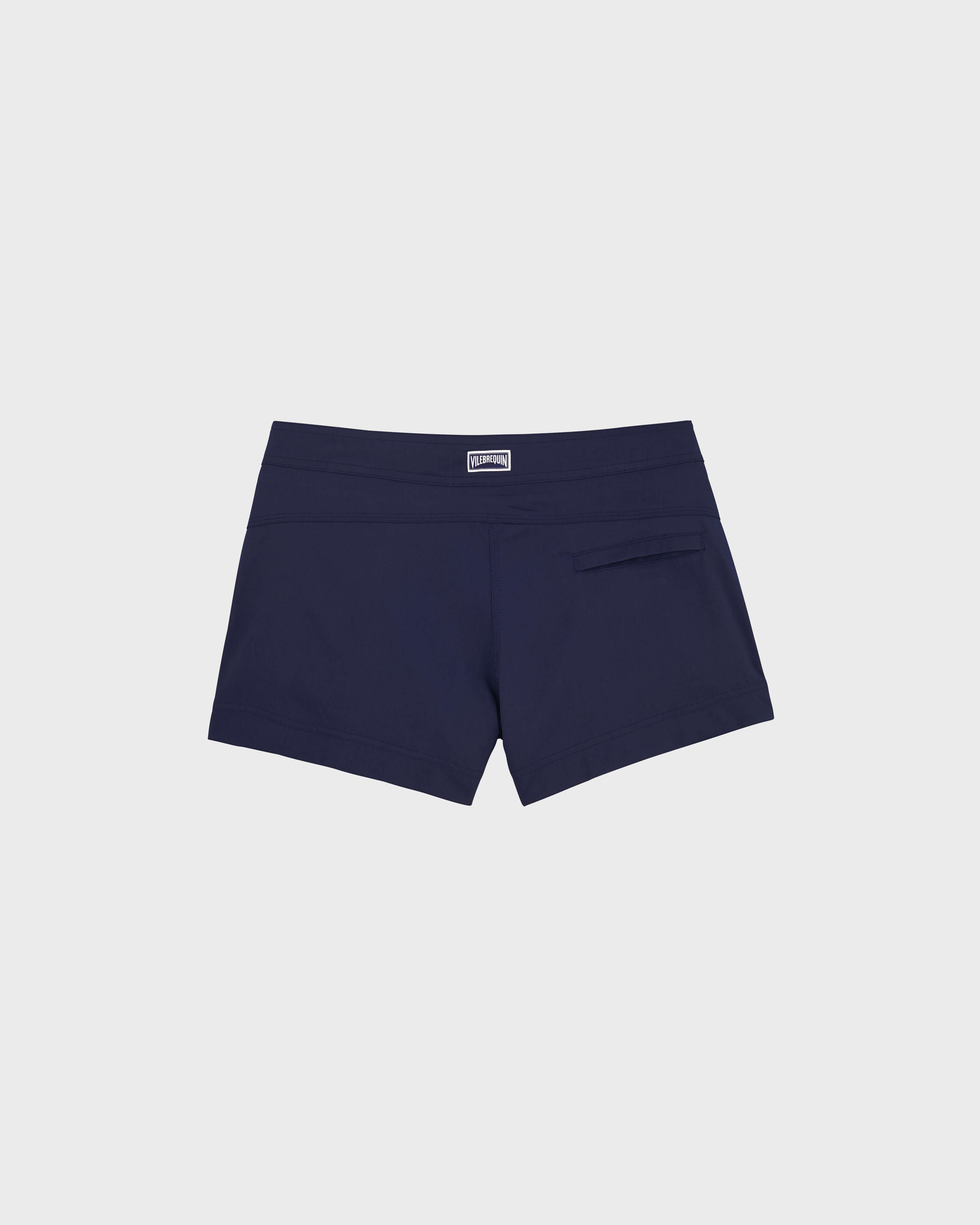 Pantaloncini mare donna tinta unita BLU MARINE back view